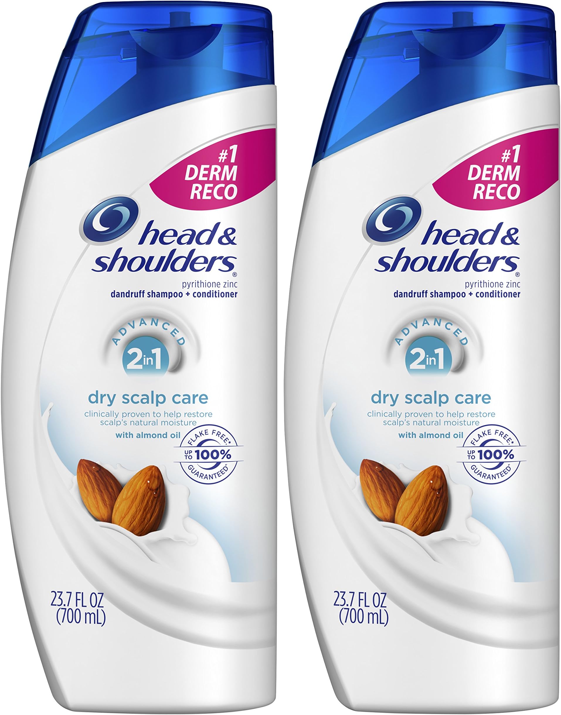 Head & Shoulders and Shampoo and Conditioner 2 in 1, Anti Dandruff, Dry Scalp Care with Almond Oil, 23.7 fl oz, Twin Pack
