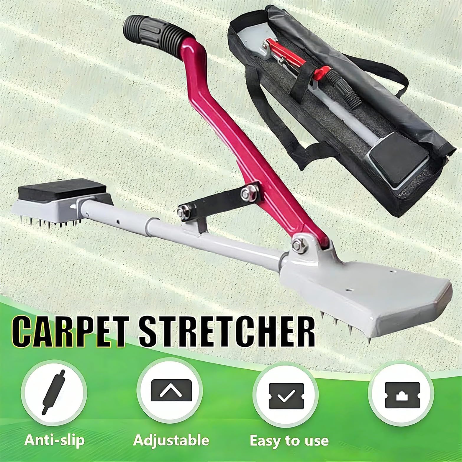 Kit de civière de moquette - Qualité professionnelle - Sans genoux - Poignée souple - Outil essentiel pour tous les types de tapis - Élimine les plis