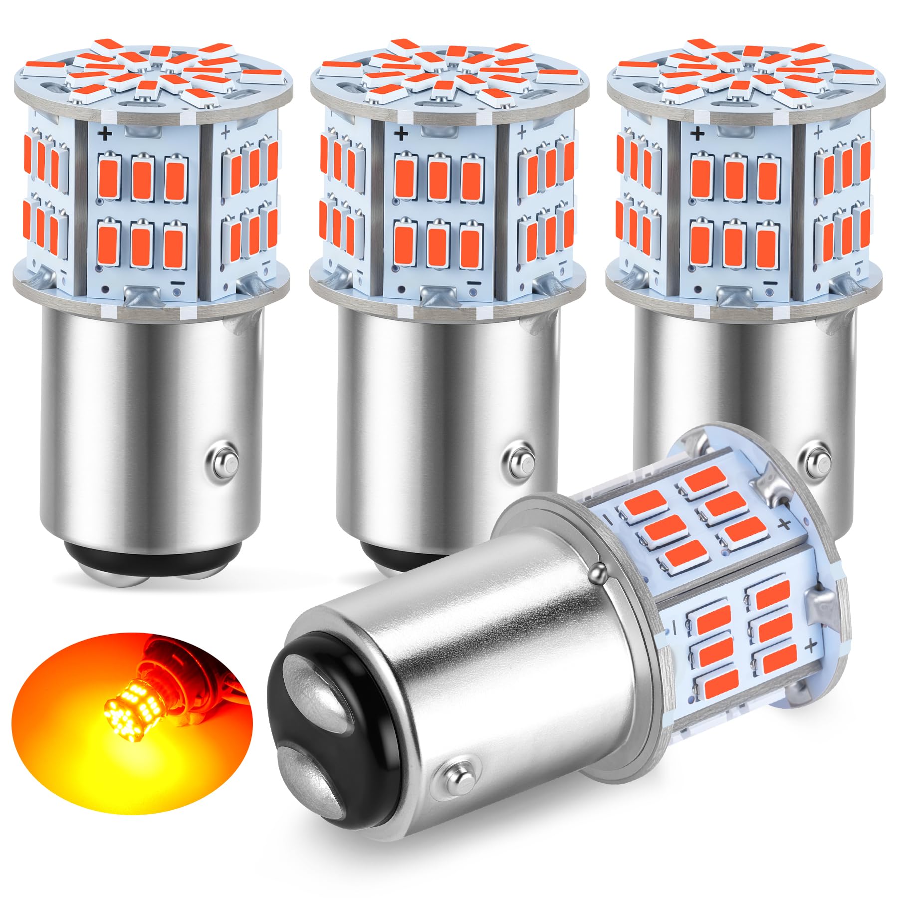 iFunyLED 4PCS 1157 LED Bulb Brake Tail Light 12V-24V Super Bright 2357 2057 7528 BAY15D LED Replacement Light Kit Set for Car Tail Brake Turn Signal Lights - Brilliant Red