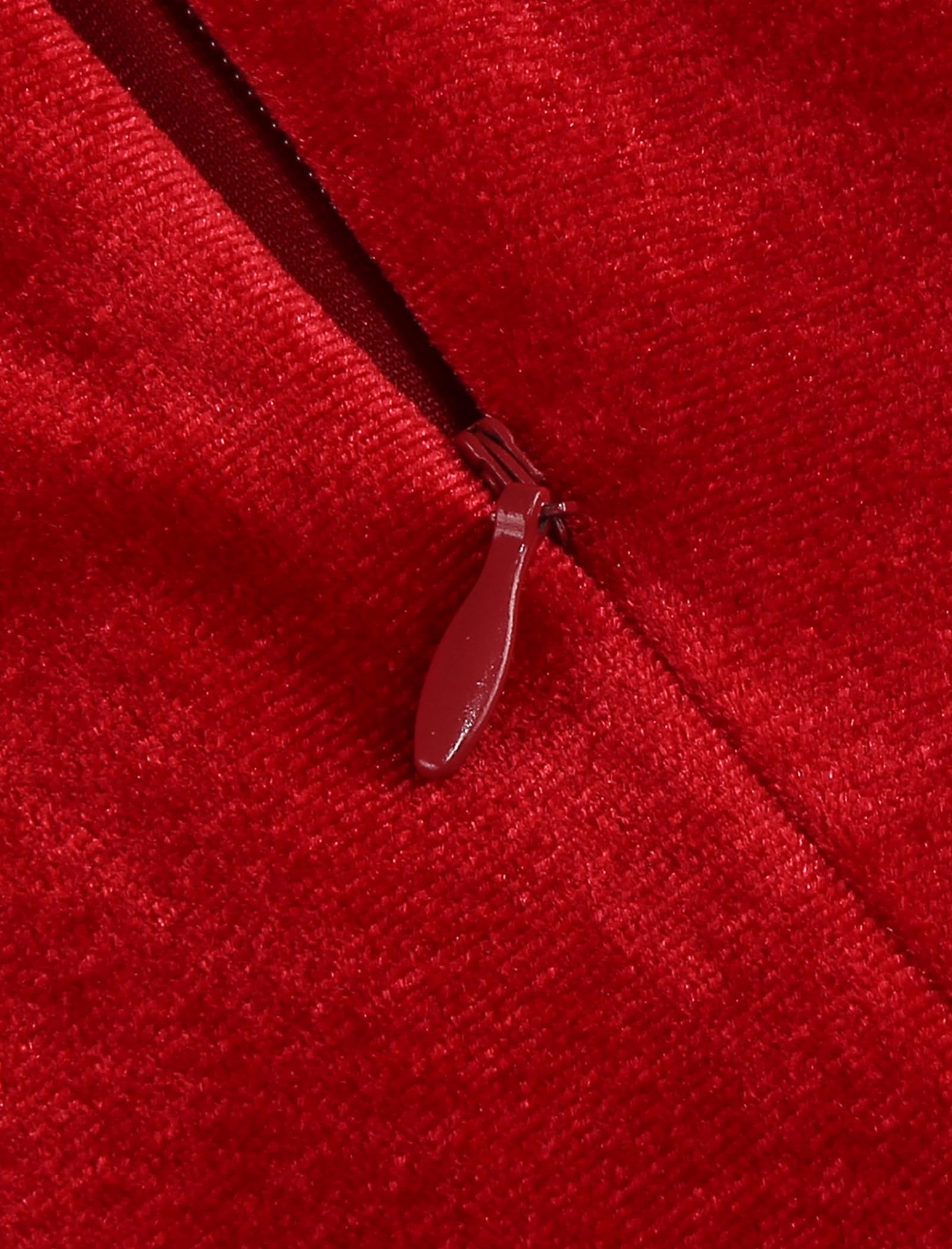 ODIZLI Abito da donna anni '50, in velluto, a maniche lunghe, scollo a V, con cintura, abito da cocktail