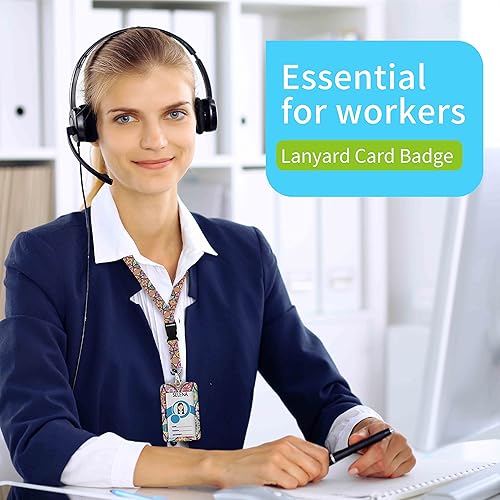 Miniatura 6 de Soporte para tarjetas de identificación con cordón, carrete retráctil con clip giratorio para cinturón y cordones desmontables, carretes protectores