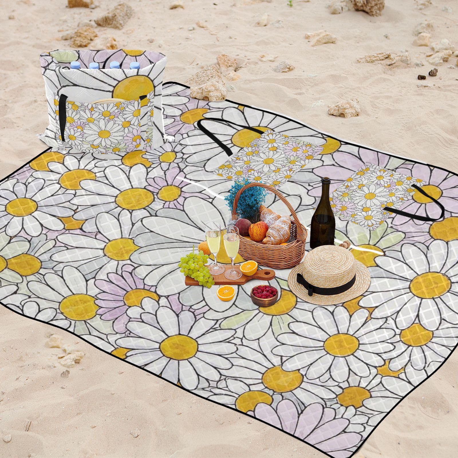 Carino Del Fumetto Fiore Margherite Impermeabile Parco Coperta XXL Al chiuso Spiaggia Picnic per Outdoorsy Persone Regali di Primavera de Playa
