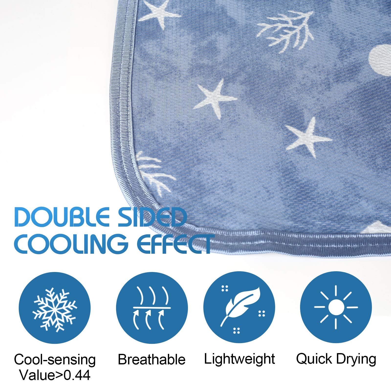 Ailemei Direct Manta de refrigeración 153×229cm,Manta Fresca de Verano para Sofá y Cama, Manta Refrescante Cómoda y Transpirable con Temática Costera, Absorbente de Sudor y Ligera,Oceano