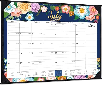 2026-2027 Desk Calendar - Large Desk Calendar 2026-2027, JUL 2026 - DEC 2027, 22" x 17", 18 Months Calendar Large, Desk/Wall Calendar 2-IN-1 with Corner Protectors, Desk Pad, To-Do List & Notes - Blue