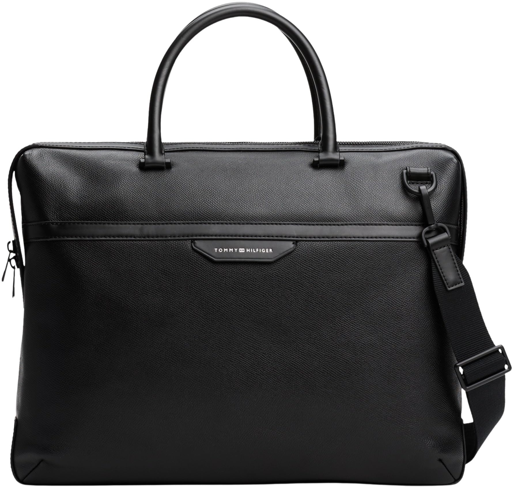 Tommy Hilfiger Sac pour Ordinateur Portable Homme Business en Cuir, Noir (Black), Taille Unique