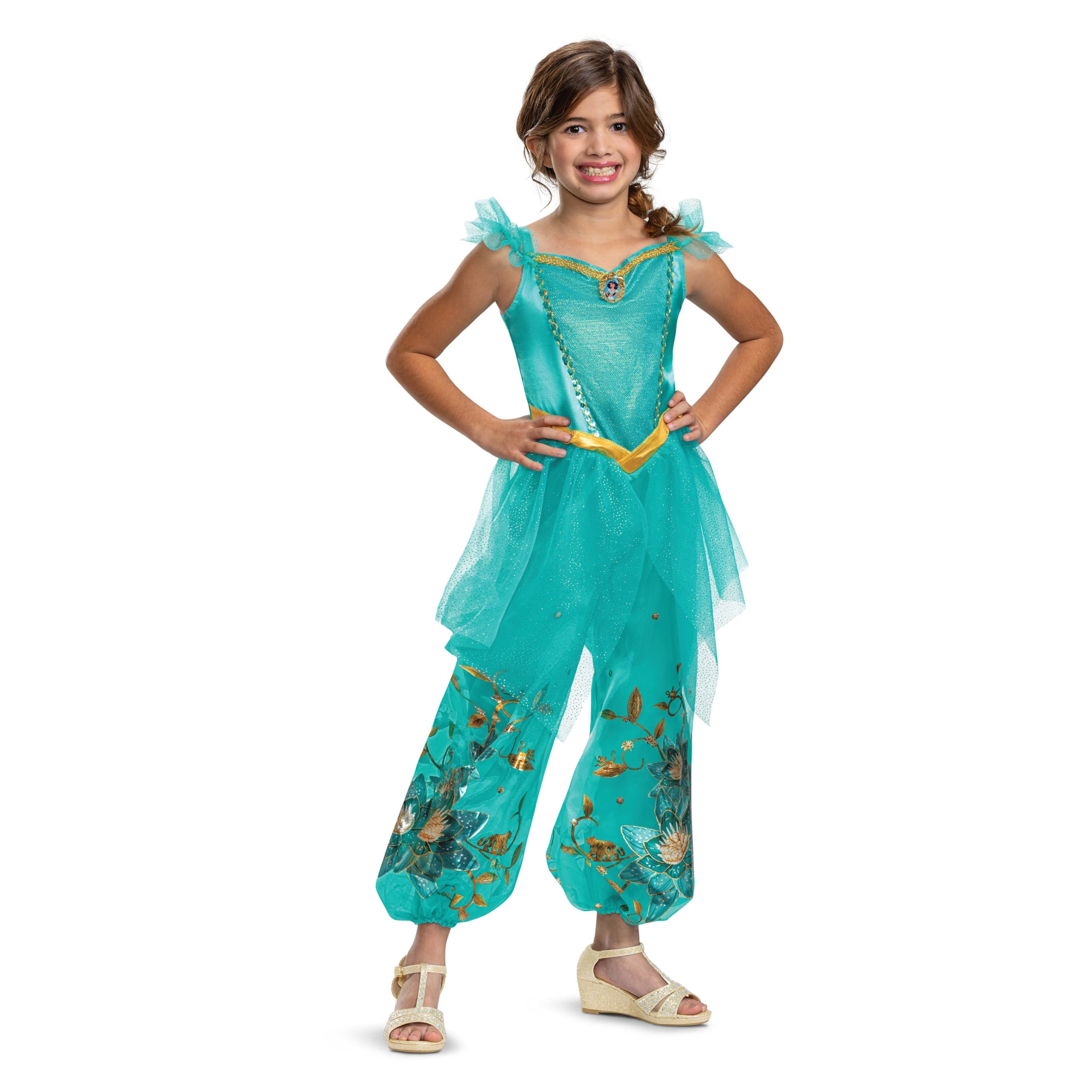 Disguise Disfraz oficial de princesa Jasmine para niñas, disfraz oficial de princesa Disney