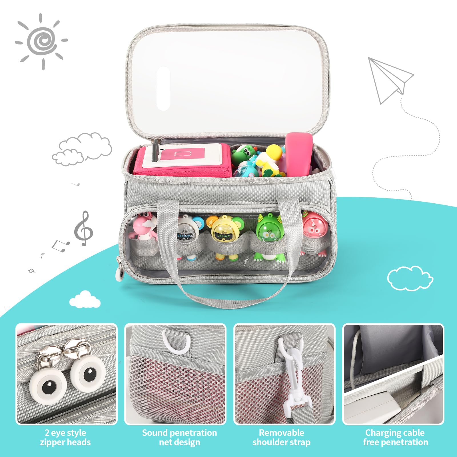 Carrying Case for Toniebox Storage Carrier Bag for Tonie Characters with Shoulder Strap and Handle - Image 3