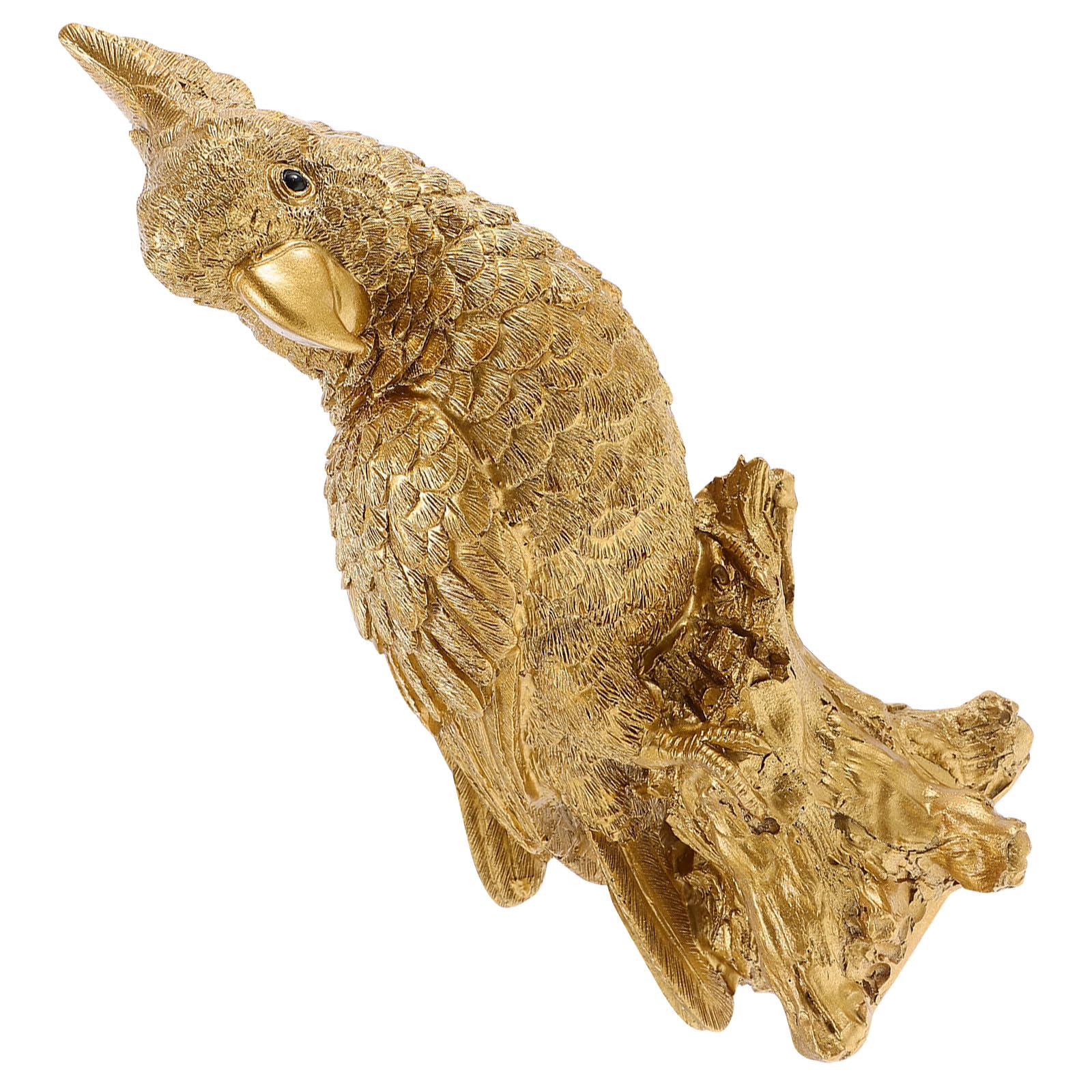 Figura Decorativa de Loro de Resina Dorada, Portátil y Fácil de Limpiar, Adecuado para Decoración de Mesa en Sala de Estar y Escritorio Familiar