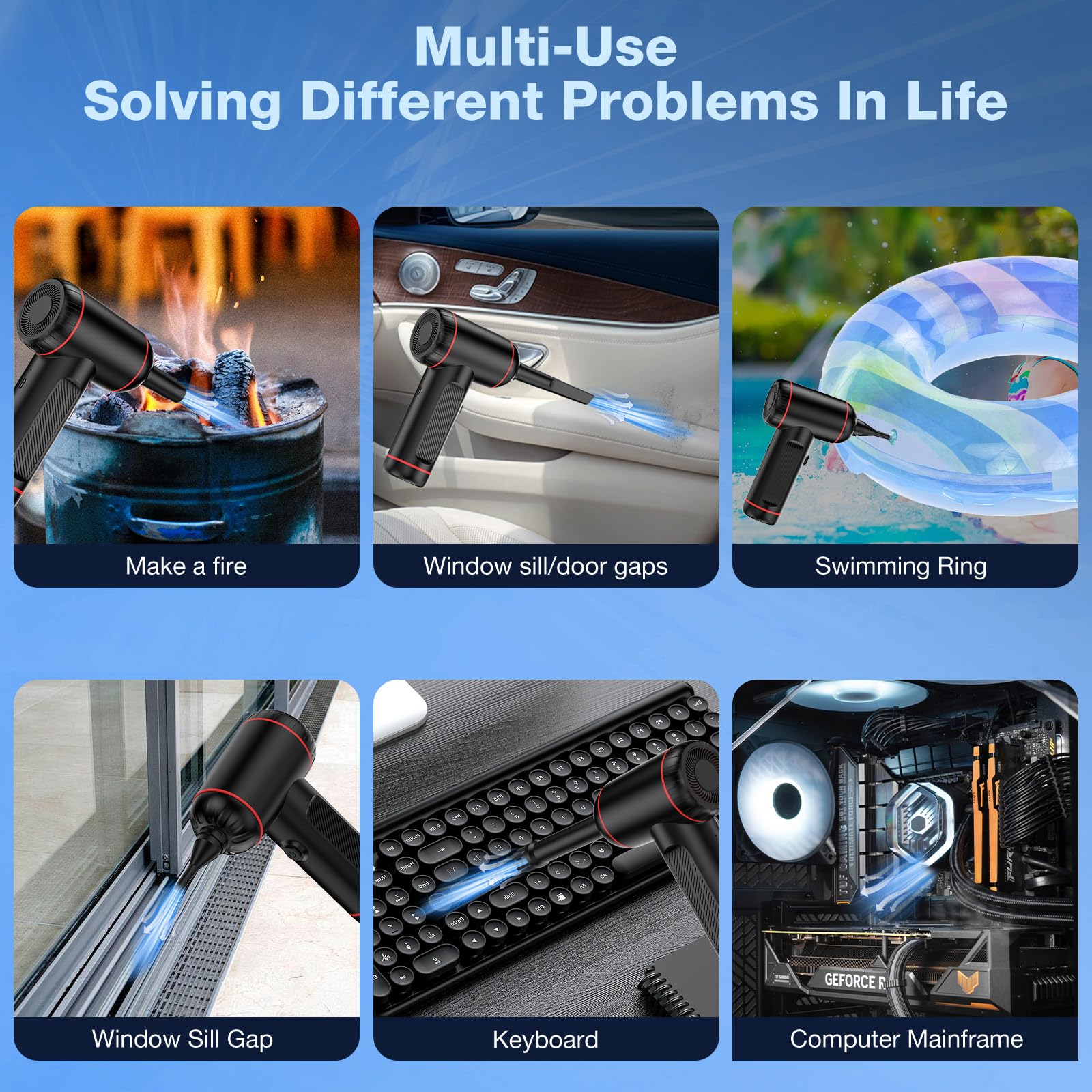 Powerful Cordless Air Duster with Strong Blowing, Portable & Rechargeable, for Keyboard/Laptop/Car/Camera Cleaning, Eco-Friendly Alternative to Compressed Air Cans