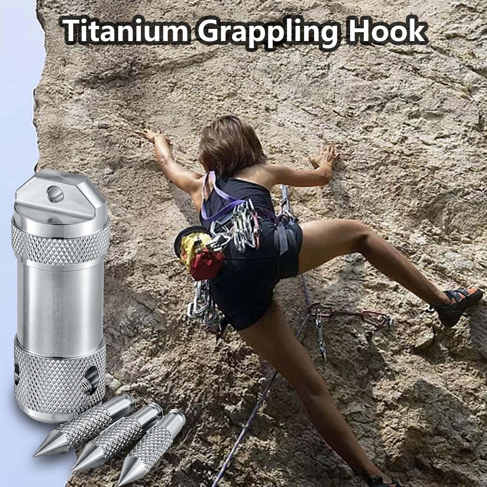 Titan-Enterhaken – gezackte Grappling-Klauen, Rettungs-Enterhaken, Überlebens-Grapple | Outdoor-Bergsteigen, Abnehmbarer 3-Klauen-/4-Klauen-Seilhaken, Kletterkrallen-Karabiner zum Heben von Dingen