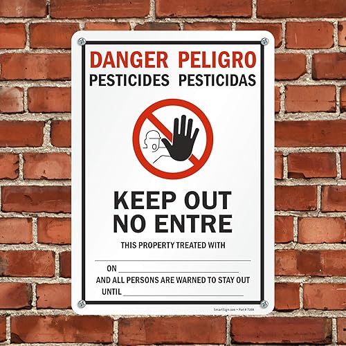 Miniatura 2 de SmartSign Cartel bilingüe "Danger - Pesticides, Keep Out No Entry"  Plástico de 10 x 14 pulgadas