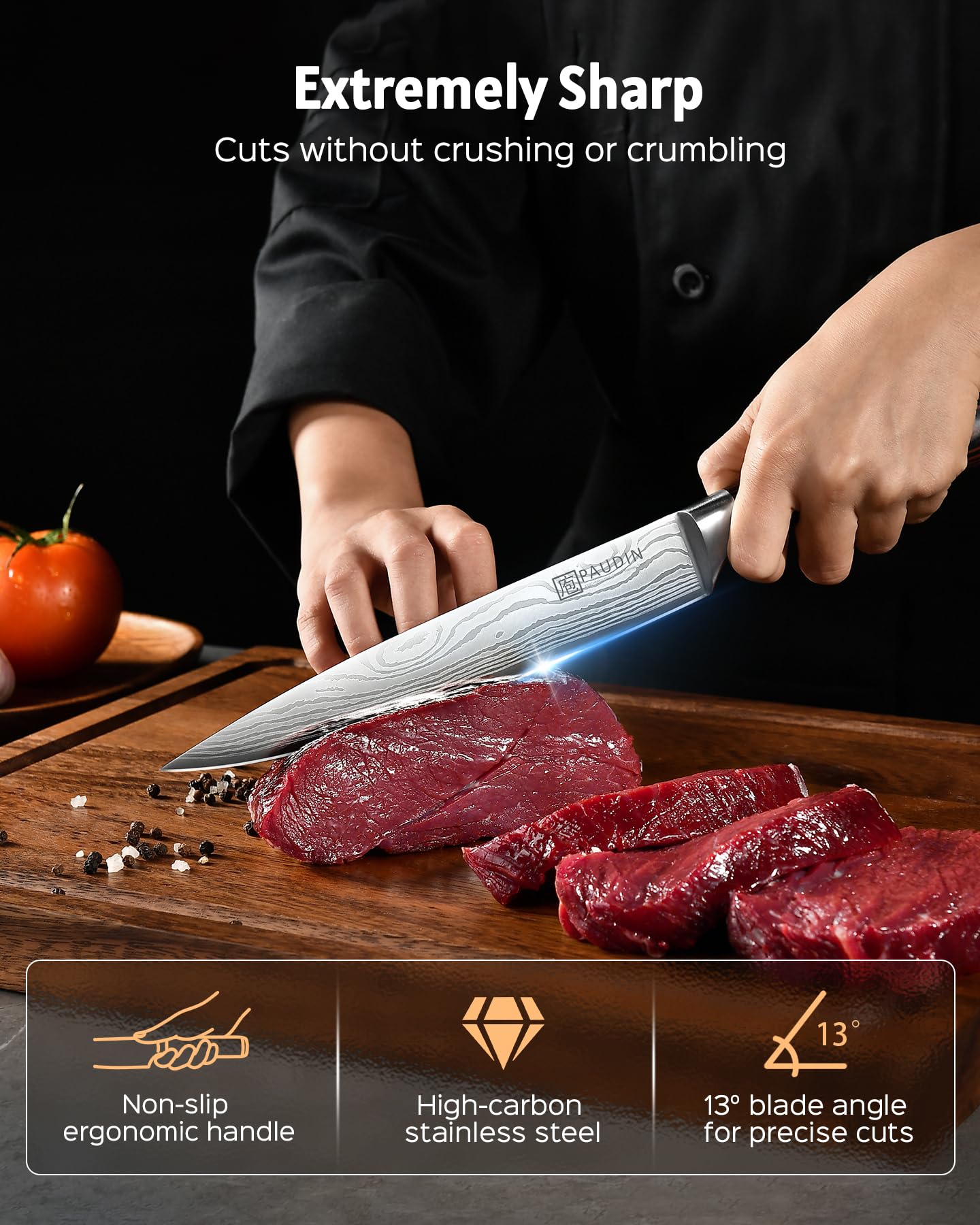PAUDIN Carving Knife 8 inch, Ultra Sharp Brisket Slicing Knives — Amazon image 2