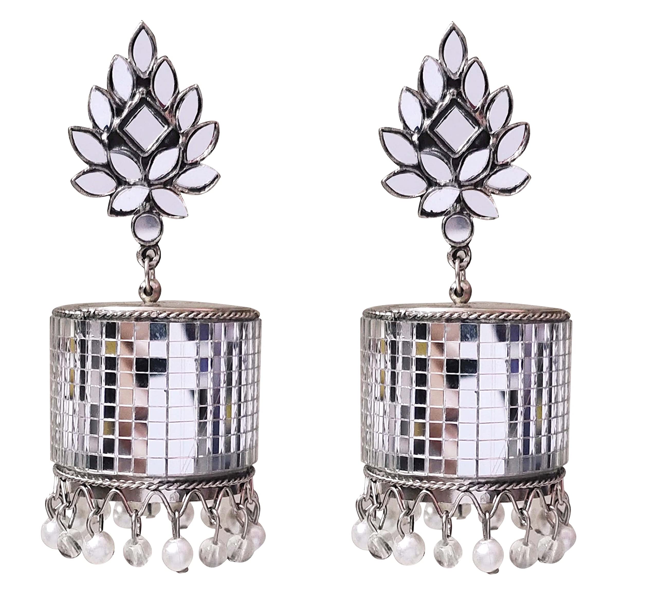 Total Fashion Silver Oxidised Mirror Work Jhumka Earring for Women & Girls (B09MN3TGHX) Amazon Price History, Amazon Price Tracker