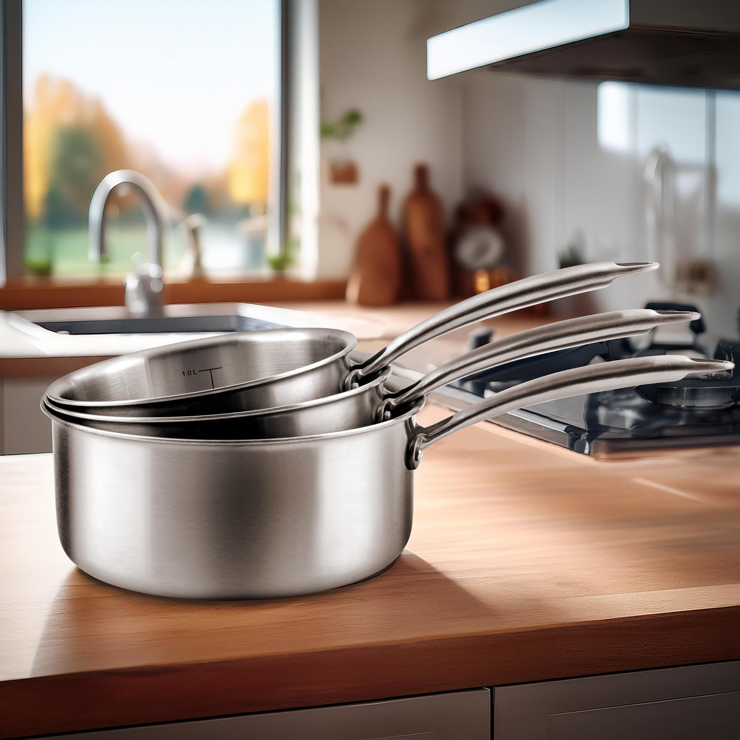 Cuisinox Gourmet Kochtöpfe Set, Edelstahl, 16/18/20 cm, 3-teilig