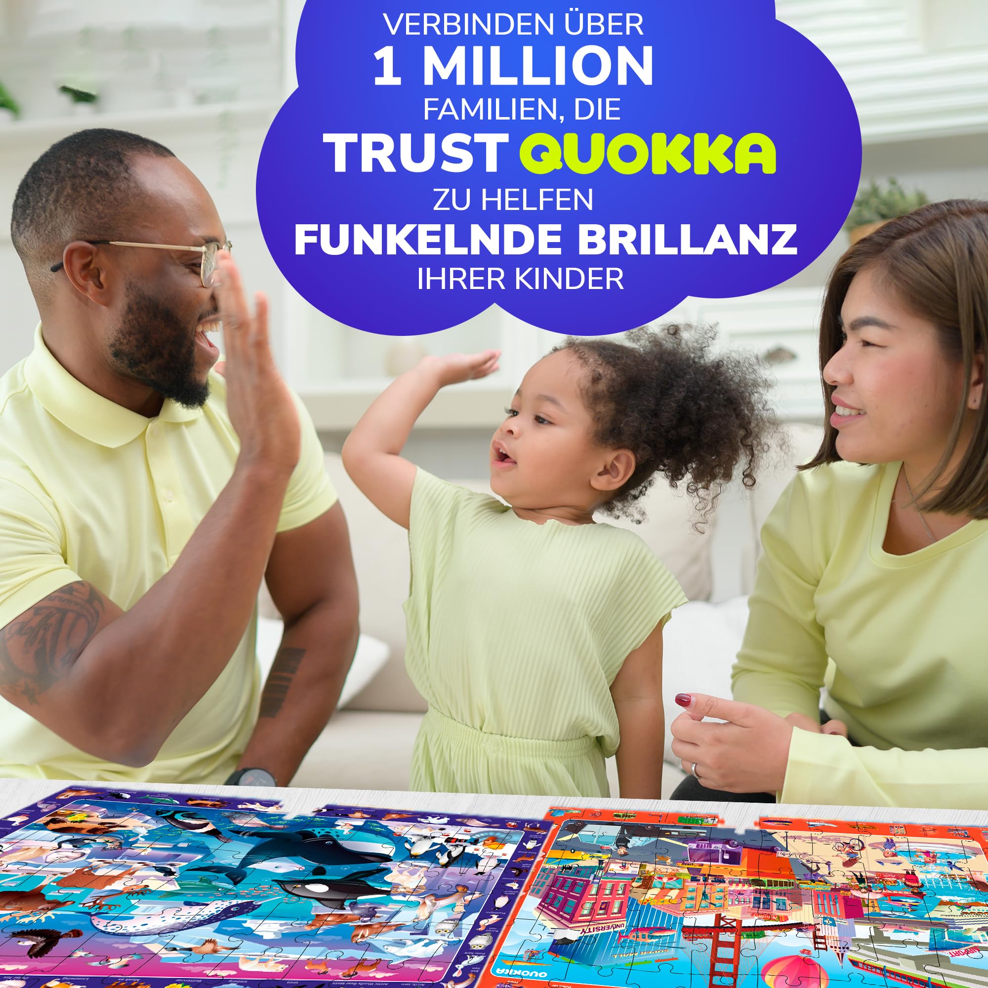 QUOKKA Puzzle ab 4 5 Für Kinder - 4x60 Teile Rahmenpuzzle ab 5 6 Jungen und Mädchen - Puzzle Spiele mit Stadt, Polar, Regenwaldtiere - Geschenk Spielzeug für Kinder 6 7 8 Jahre