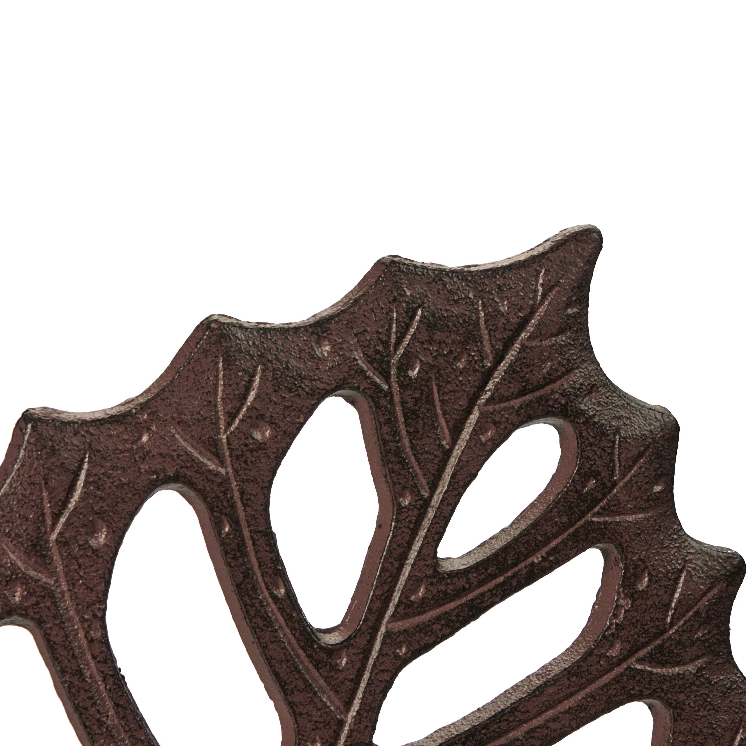 Relaxdays Pietra Decorativa da Giardino, Design a Foglia, Stepping Stone per Aiuole e Prati, Ghisa, 26 x 32 cm, Marrone