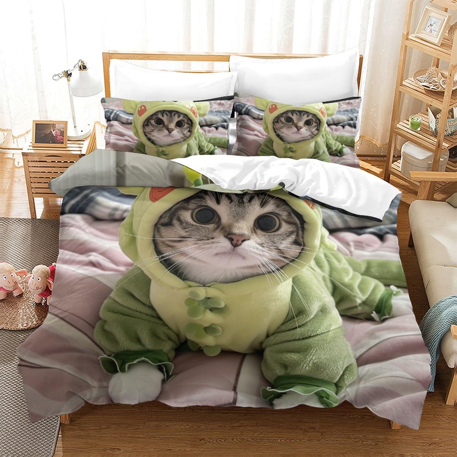 Housse de couette chat mignon 220x240cm pour une chambre cocooning