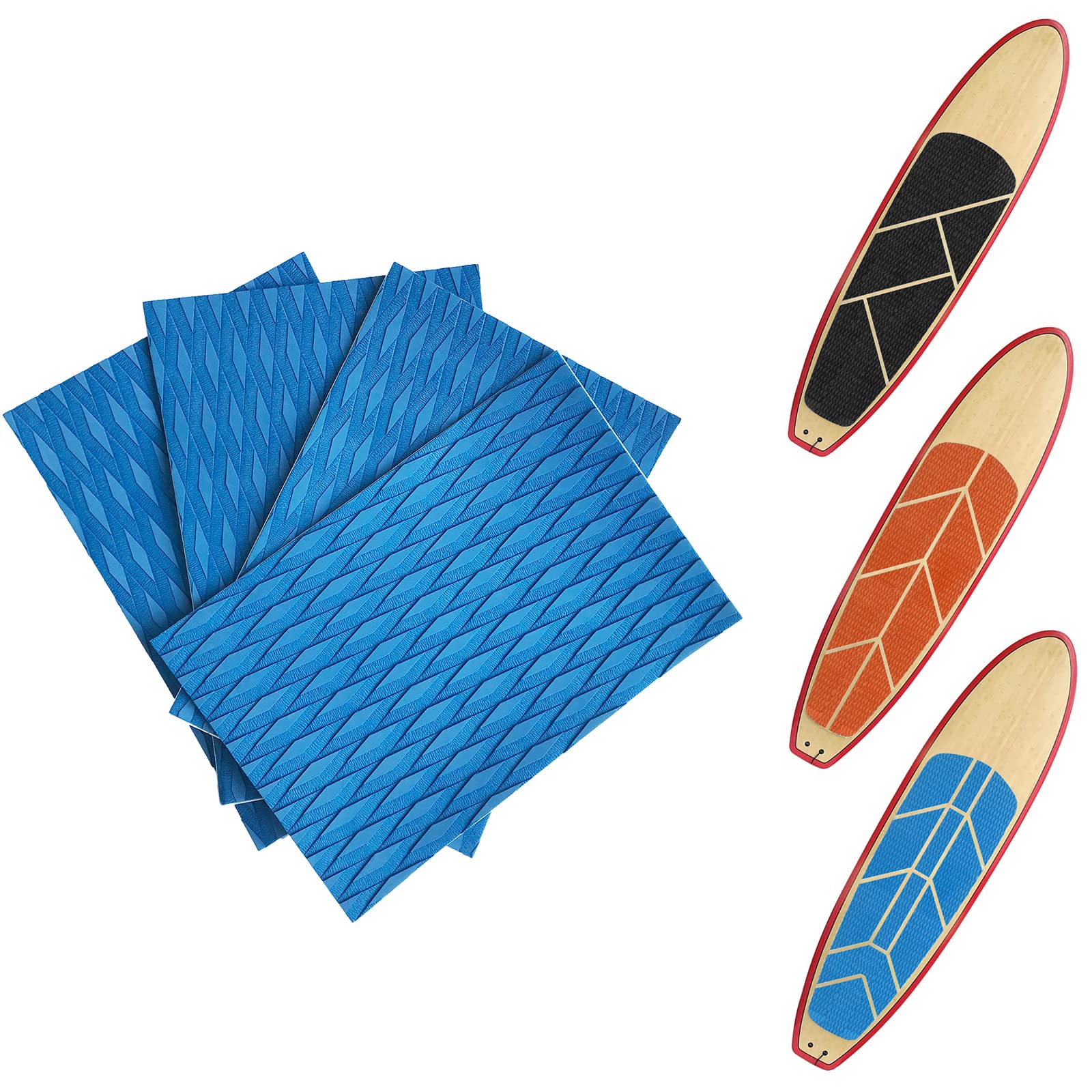 Non-Slip Deck Pad Grip Mat Traction Mat, Trimmable DIY EVA Foam Sheet for Boat Kayak Canoe Yacht Pool Skimboard Step Surfboard SUP Board, 15in x 10in - 4 Pieces