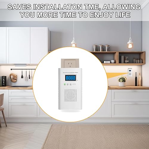 Miniatura 4 de Paquete de 2 detectores combinados de gas y monóxido de carbono, alarma de CO enchufable y detector de gas natural con pantalla digital, detector de