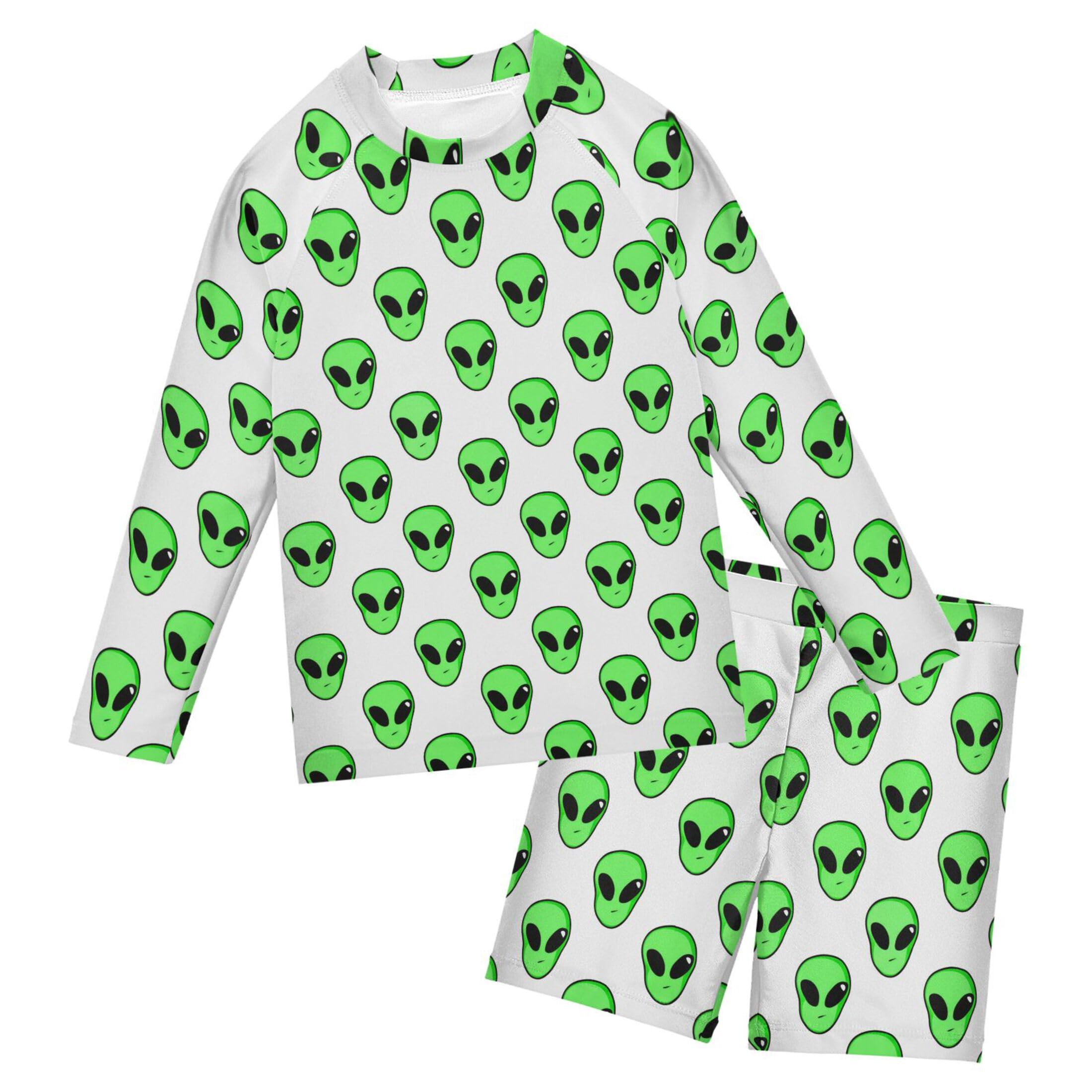 Cute Alien UFO Toddlers and Baby Boys' Swimsuit Trunk and Rashguard Set B0404008