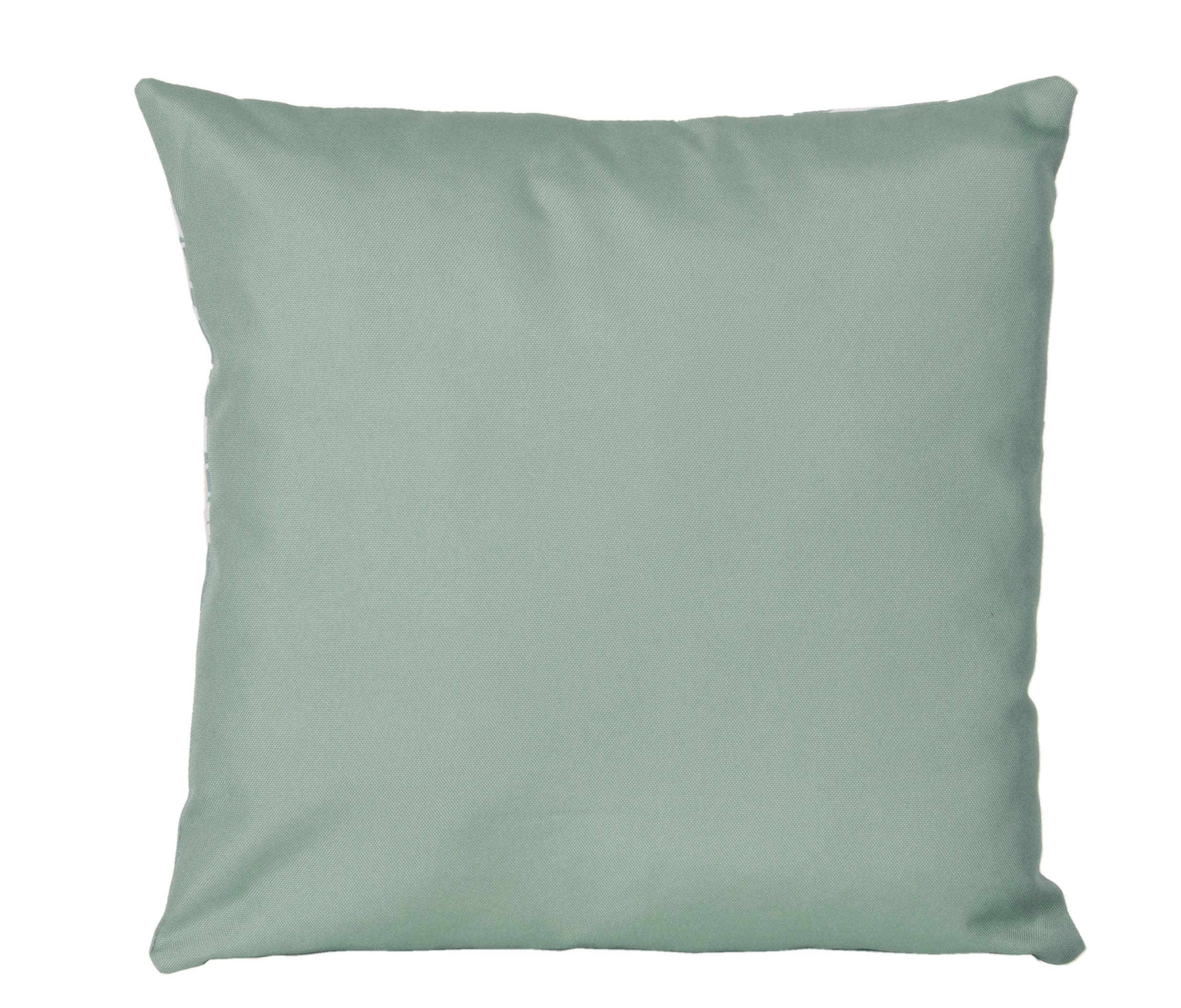 Coussin D'Extérieur Déperlant 40x40 Cm - Housse Imprimé Vert/Uni - Pour Terrasse, Balcon