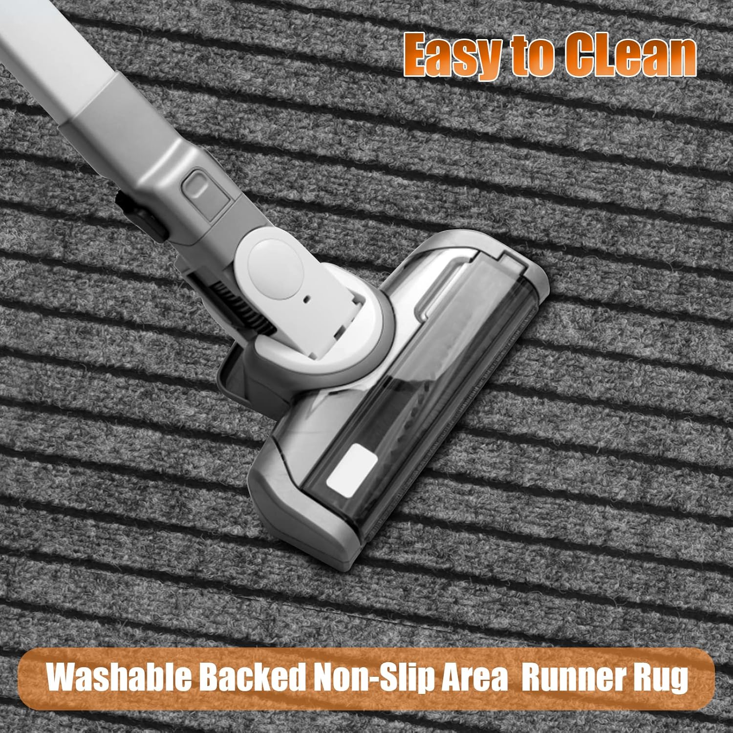 Weidear Hallway Runner Rug with Rubber Backing, Laundry Room Rug Non Slip, Washable Outdoor Indoor Rug Carpet Runner, Customized Area Rugs Mat for Entryway, Balcony, Deck-2FT x 6FT, Gray Stripe - Image 6