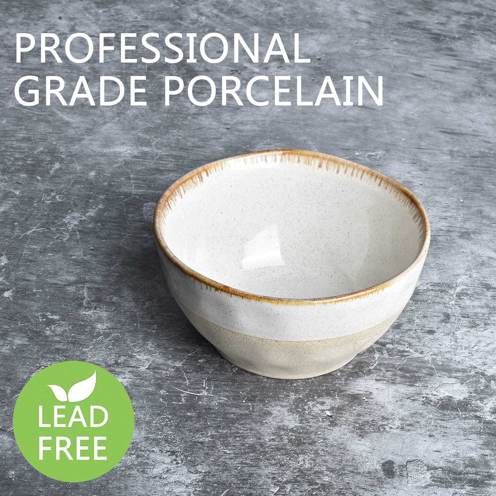 Bosmarlin Ceramiczna miska do zupy, zestaw 4 sztuk, 800 ml, miska na płatki owsiane, nadaje się do zmywarki i kuchenki mikrofalowej (beżowa, 15 cm)