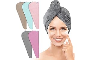 TENSTARS Quick Drying Hair Towel Wrap 5 Pack
