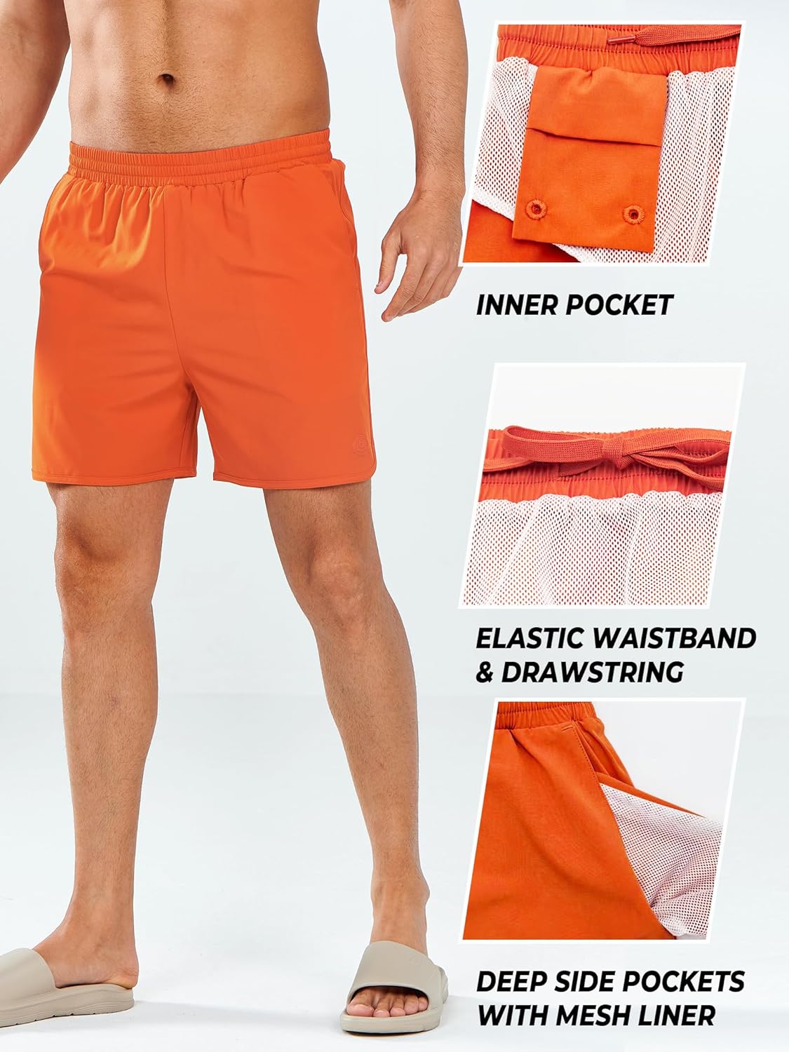 NORTHYARD Mens Swim Trunks 5" Beach Swim Shorts Quick Dry Bathing Suit with Mesh Liner Packable