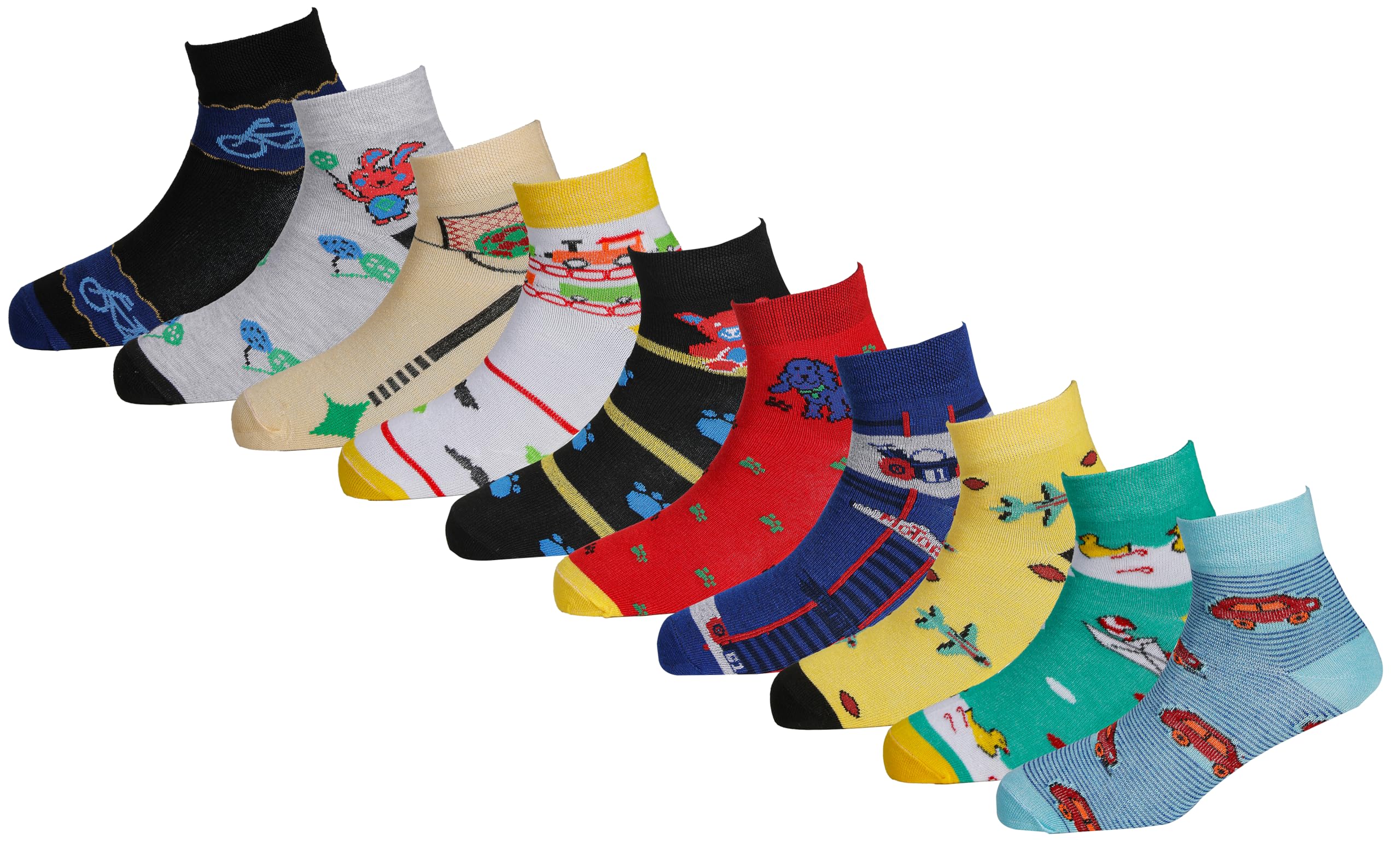 RC. ROYAL CLASS Boys & Girls Ankle Length Cotton Multicolored Kids Socks (Pack of 10 Pairs)