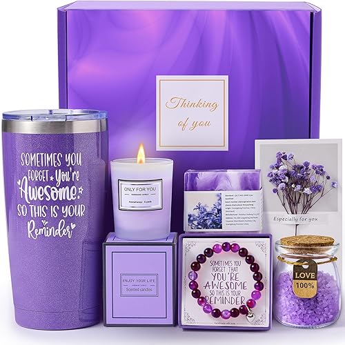 CITTA Gifts for Women Mom Wife Her, Unique Birthday Mother's Day Thank You Gift for Women, Best Friend, Lavender Spa Bath Gift Basket Set for Her, Self Care Get Well Retirement Appreciation Gifts