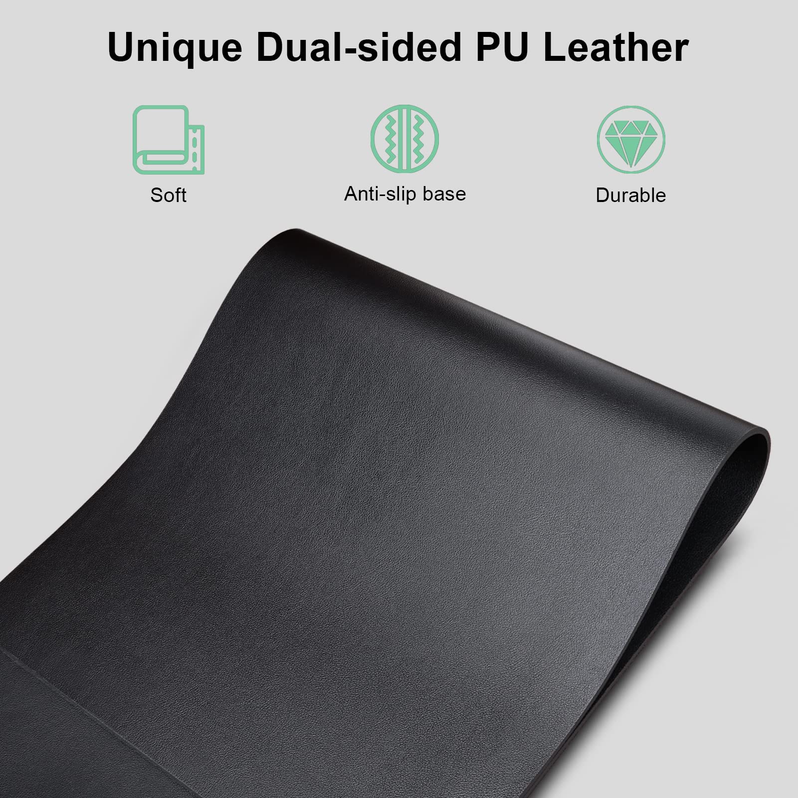 GORESE Sottomano Scrivania Ufficio in Pelle PU, Tappetino mouse con Ricarica Wireless 10W, Supporta Qi, Impermeabile, Nero 90x42CM