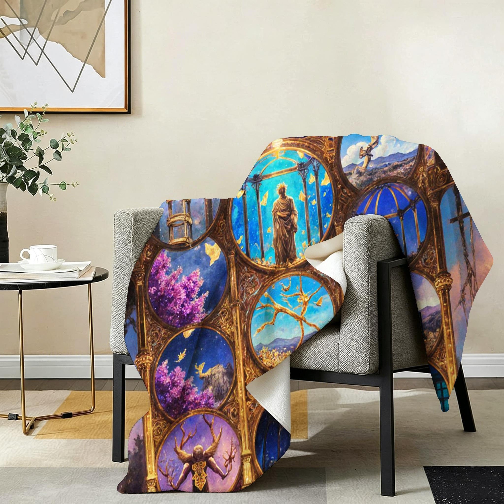 Coperta Pile Matrimoniale 240x260 cm Quadro Blu, Coperta XXL Super Morbida Multiuso Come Copriletto o Plaid da Salotto, Calda e Leggera, Protezione dal Freddo, AW5538