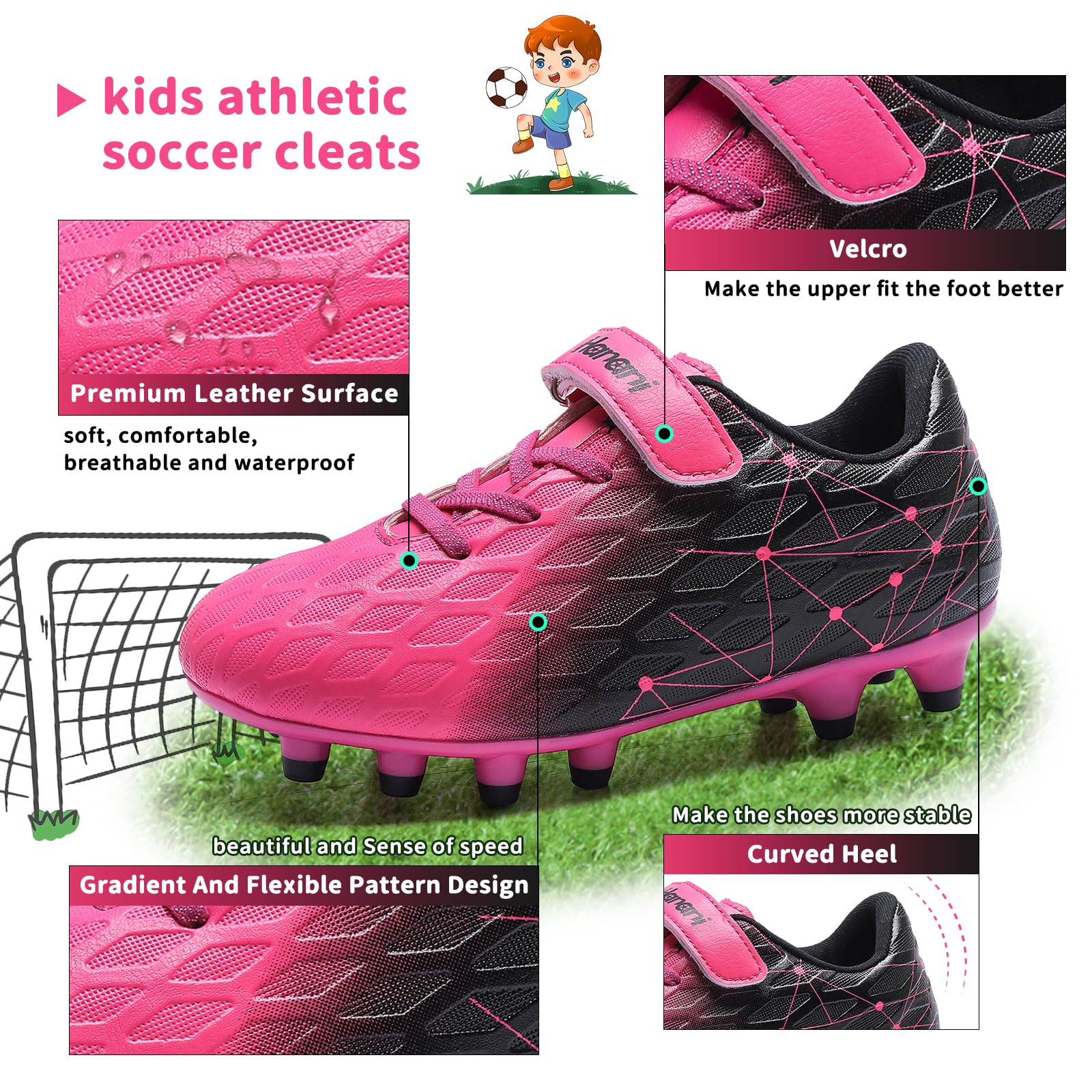 Hanani Tacchetti da calcio per bambini e ragazze FG/AG Calcio Atletica Sport Scarpe da allenamento Scarpe da corsa Adolescenti Indoor Outdoor Scarpe da Calcio Sneakers per Unisex