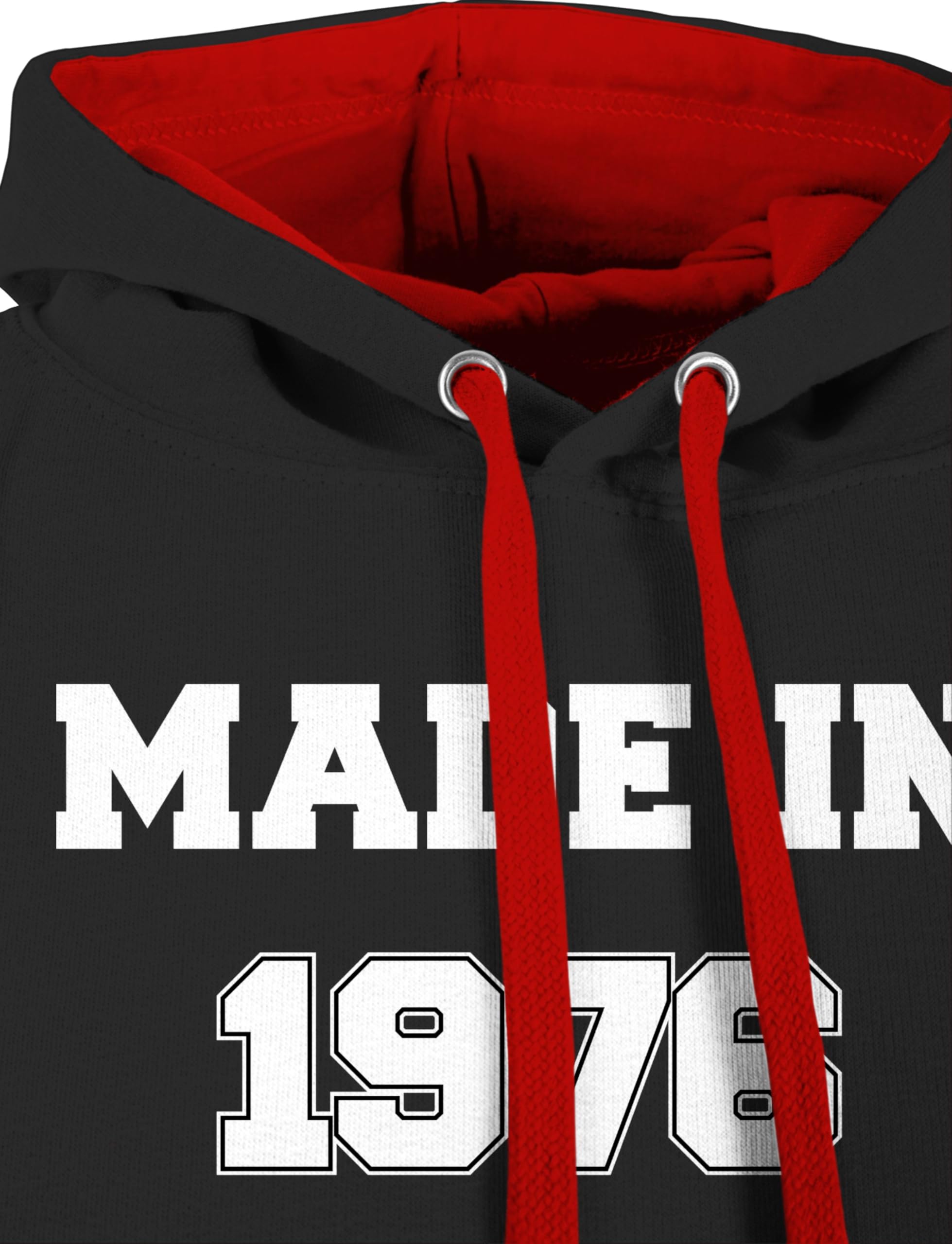 Pullover Herren Frauen Hoodie Kontrast zweifarbig - 50. Geburtstag - Made in 1976 - mostly original parts - 4XL - Schwarz/Rot - 50 1973 pullis 50.geburtstag 1972 hoodies 50er (50) 50iger fünfzig