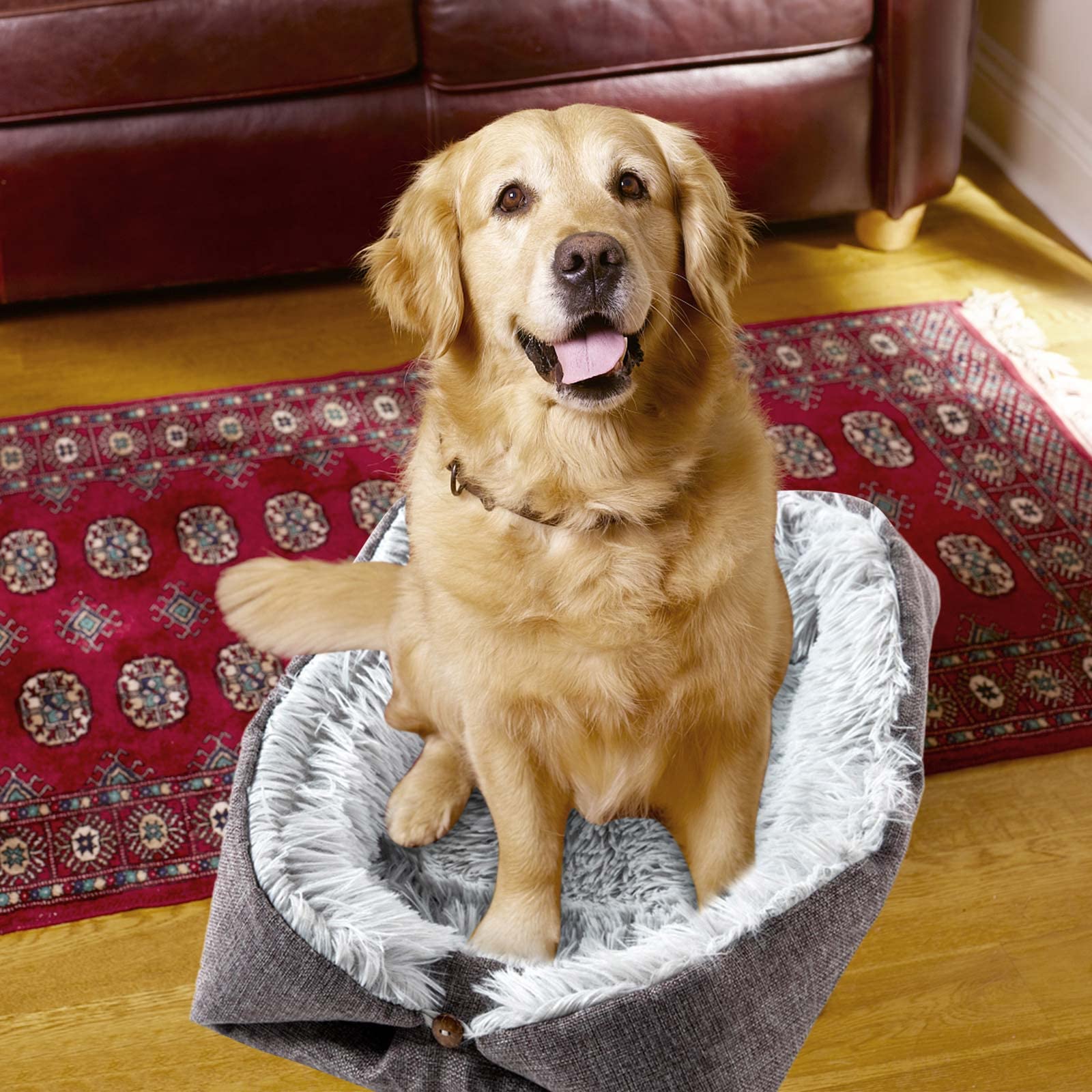 Rifuli Waschbares Hundebett fr mittelgroe kleine Hunde und Katzen, weiche  Hundebox, Matratze, Flauschige, Bequeme Hundebetten, Polster Kopfkissen ...