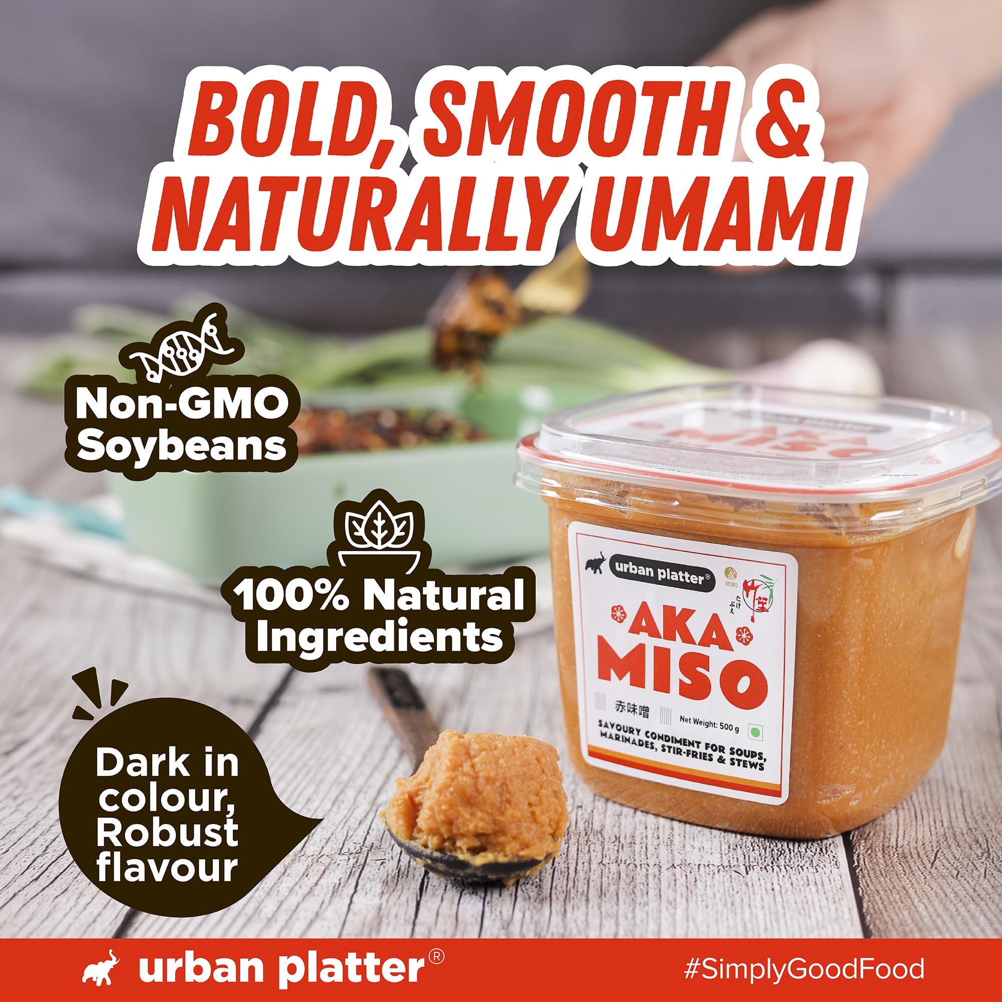 Urban Platter Aka Miso, 500g (Dark Miso | Strong Flavours | Soy