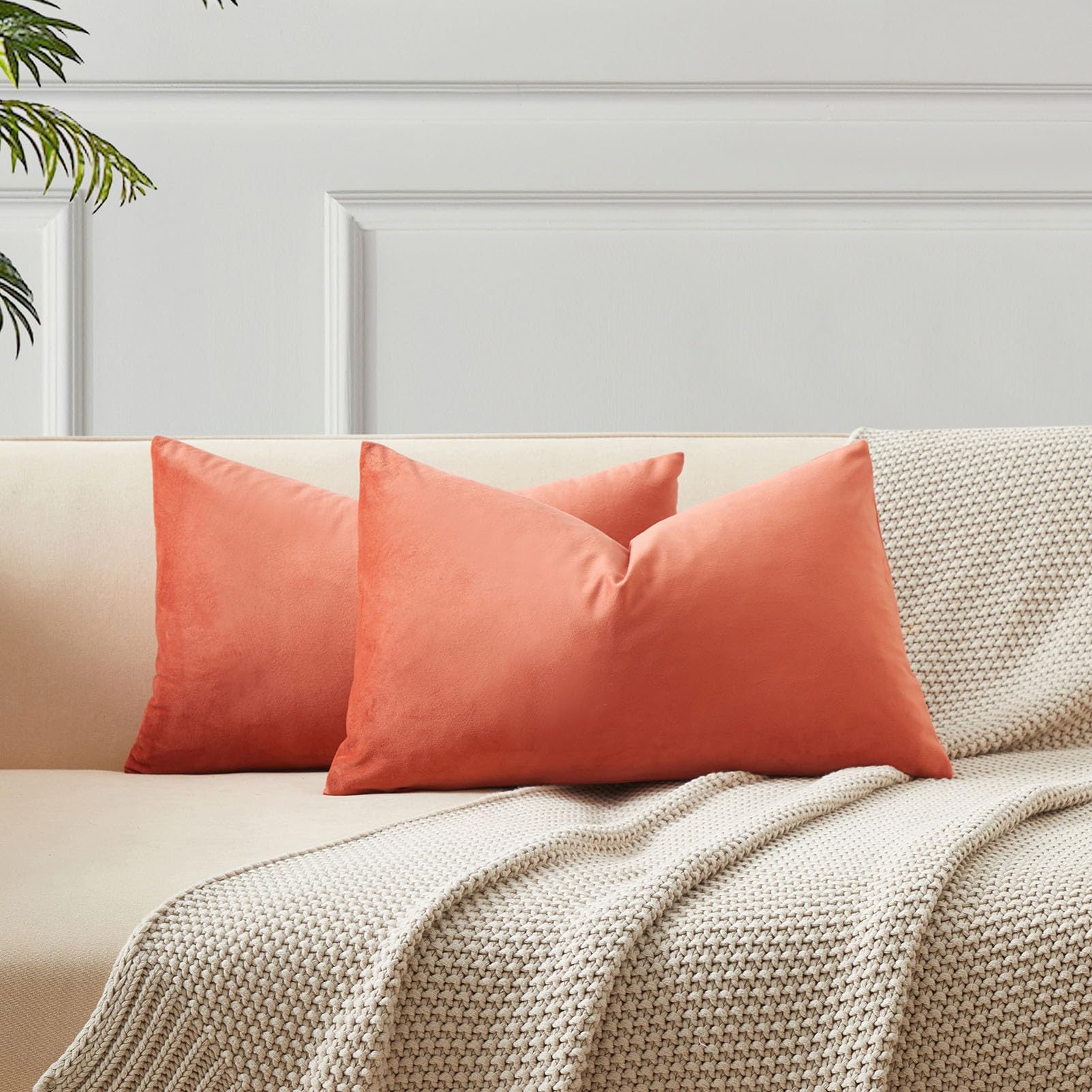 16x24 Pillow Covers Set of 2 Decorative Velvet Throw Pillow Covers,Apricot