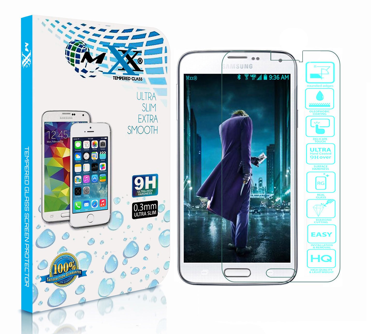 MXX Galaxy S5 Screen Protector Premium Tempered Glass Screen Protector Hd Clarity for Samsung Galaxy S5/I9600 - (2-Pack)