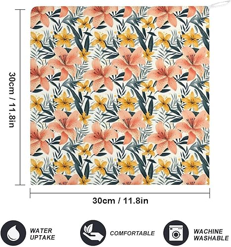 Miniatura 2 de Decorative Hand Towels for Bathroom - Retro Lily Print Soft Absorbent Small Bath Hand Towels for Kitchen, Farmhouse, Spa, Hotel, Guest Tea and