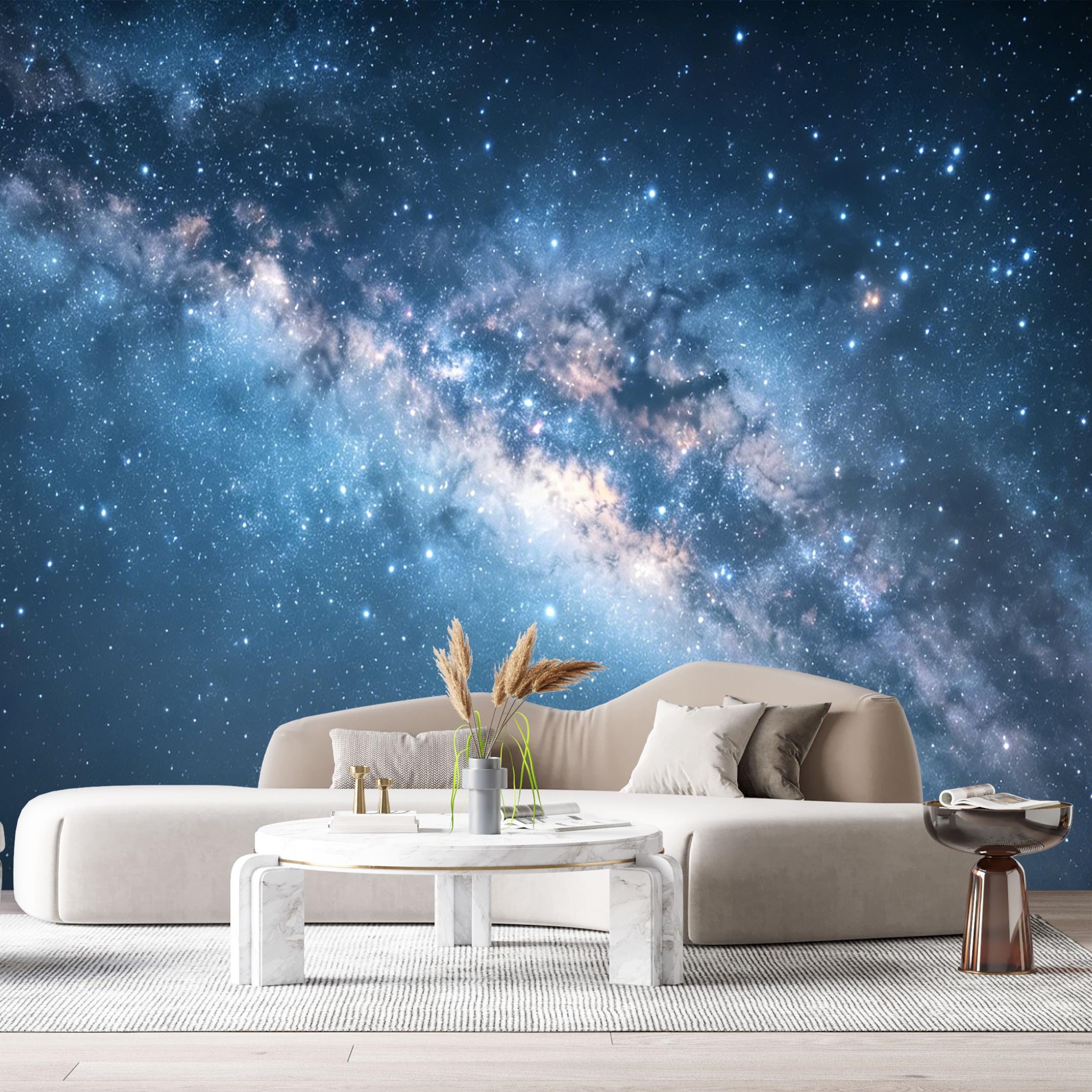 Custom Size Wall Murals Night Sky Galaxy Milky Way Stars Space Modern SelfAdhesiveWall Fabric Removable Wallpaper Wall Decor for Living Room Bedroom Bathroom