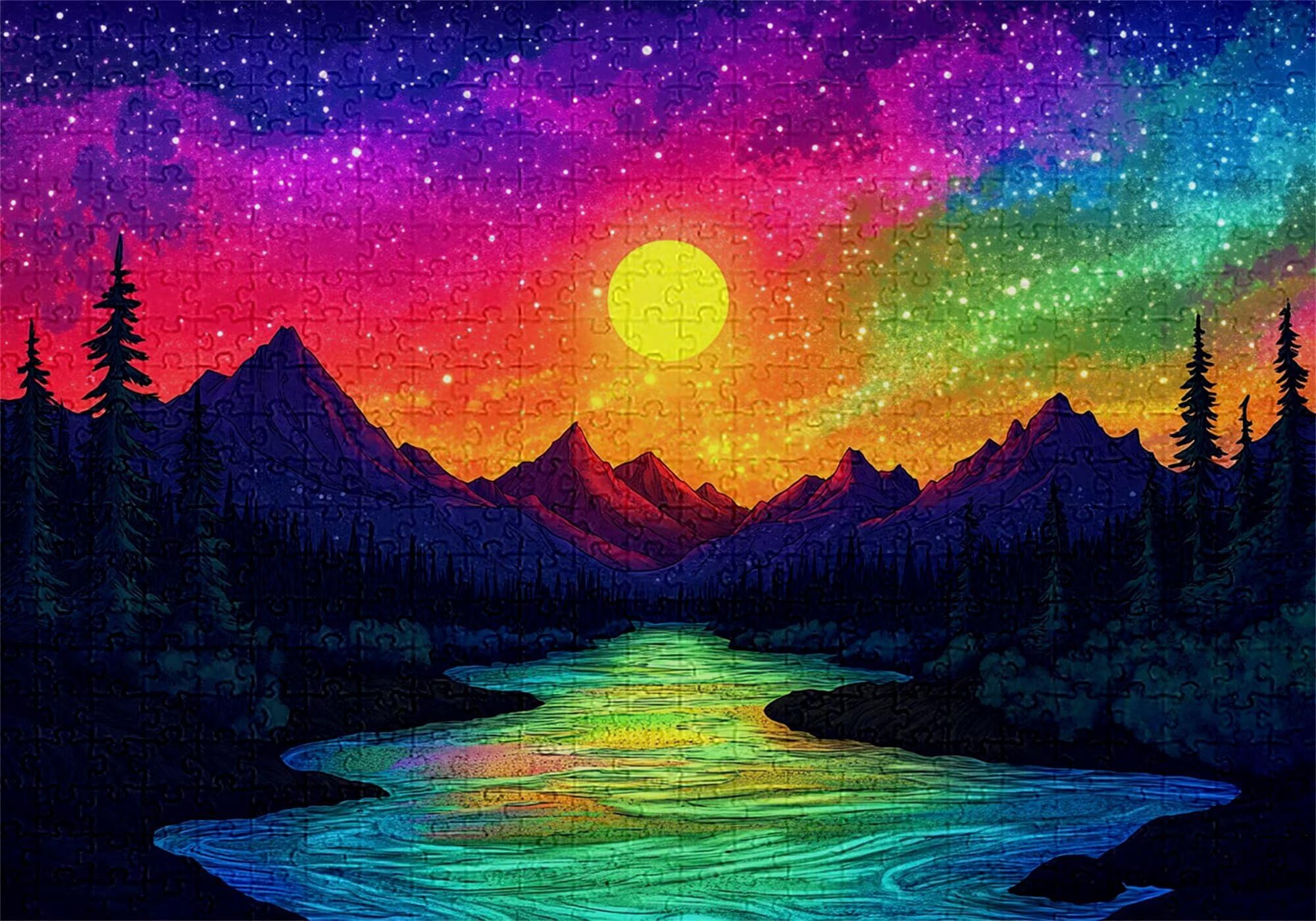 Puzzle 3000 elementów leśnych puzzle dla dorosłych księżyc 122 x 81 cm Unikalne rzemiosło klasyczne 3D Drewniane układanki do rodzinnych gier aktywnych, układanka do samodzielnego wykonania nawet do