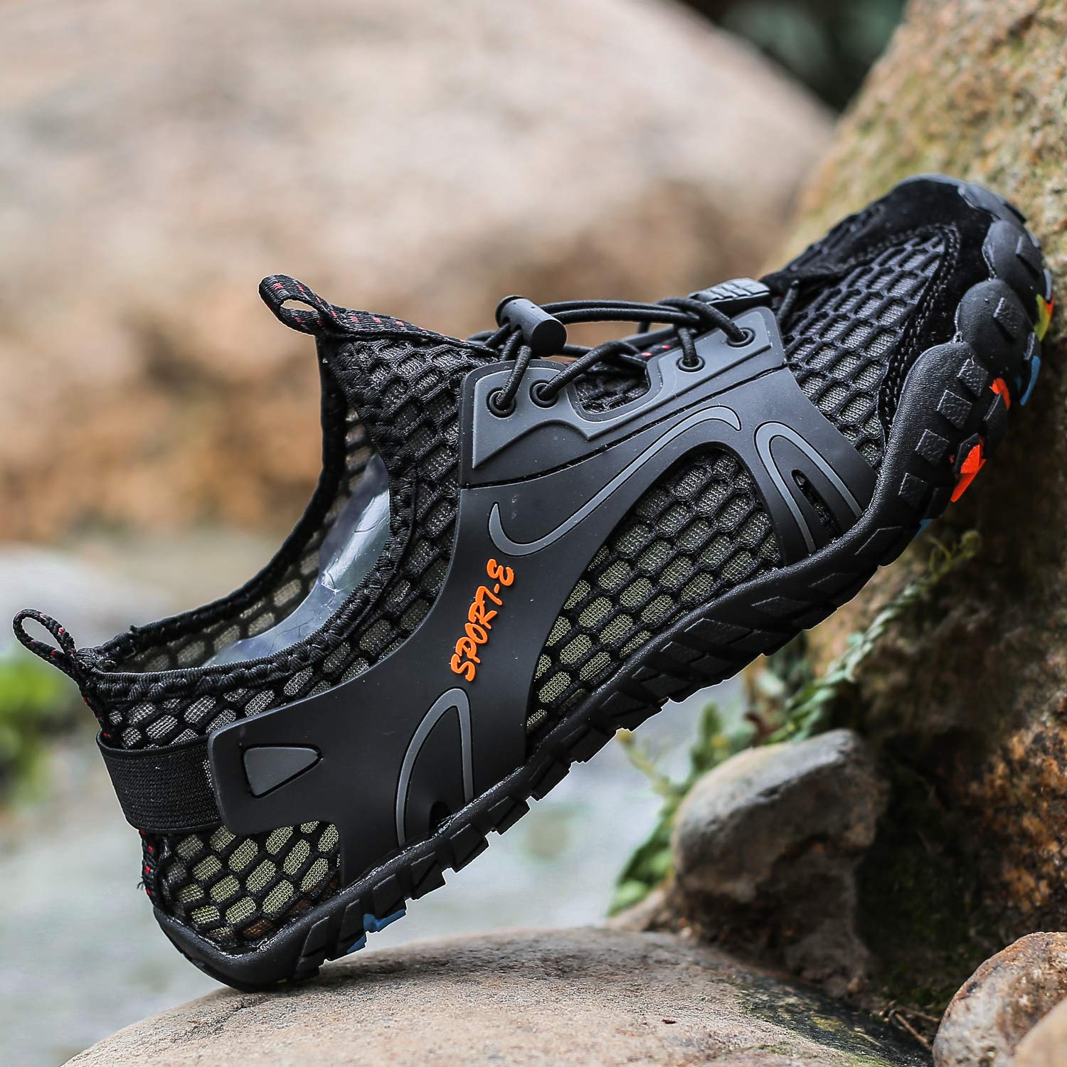 Sandalias Deportivas Trekking Hombres Verano Antideslizante Pescador Playa Zapatos Casuales Transpirable Zapatilla de Senderismo Deportes Montaña y Asfalto Zapatos para Correr Malla