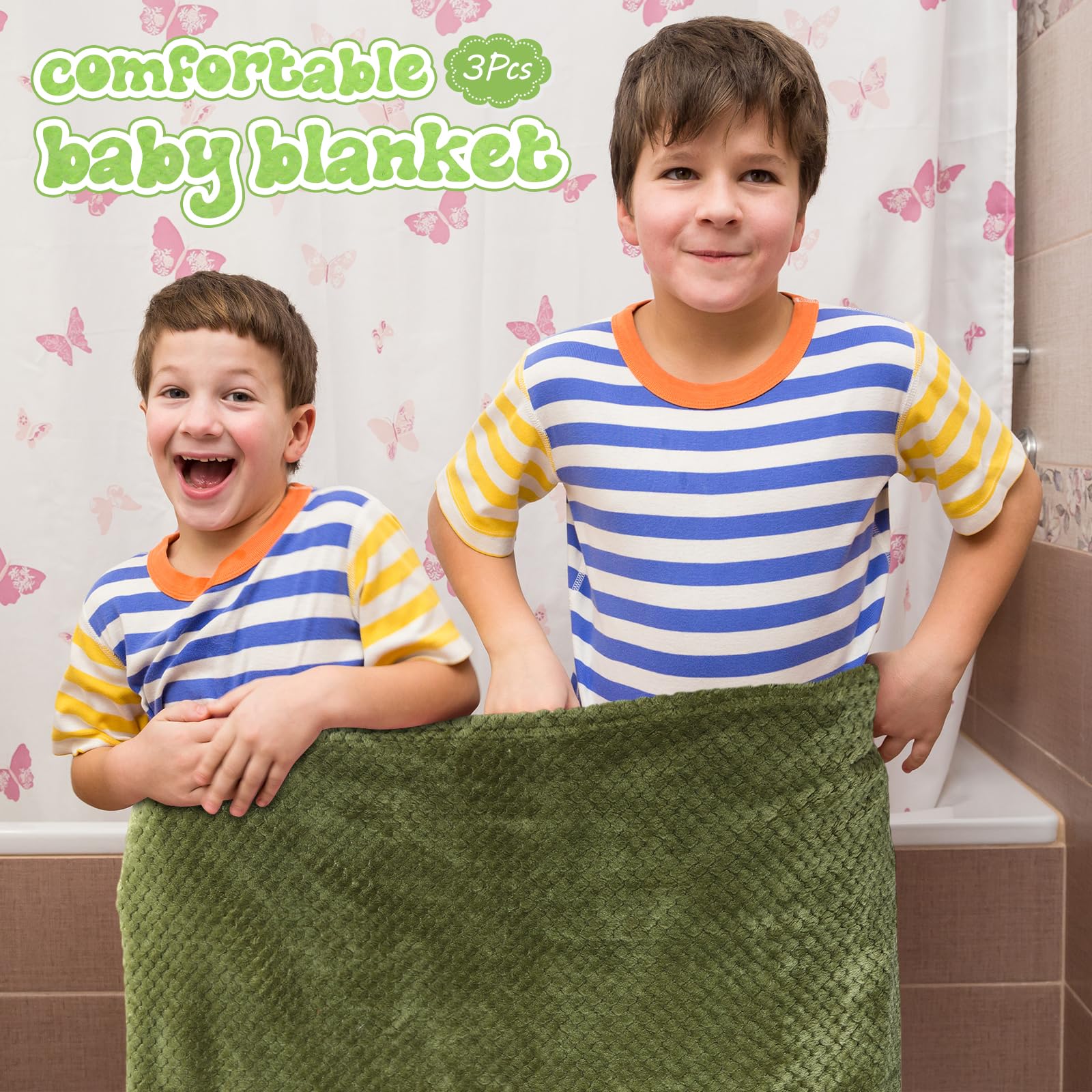 Newwiee 3 mantas de bebé de 30 x 40 pulgadas, manta suave y mullida, manta neutra para niños, manta cálida para cuna, manta de recepción para niños pequeños, suministros de viaje (color clásico)