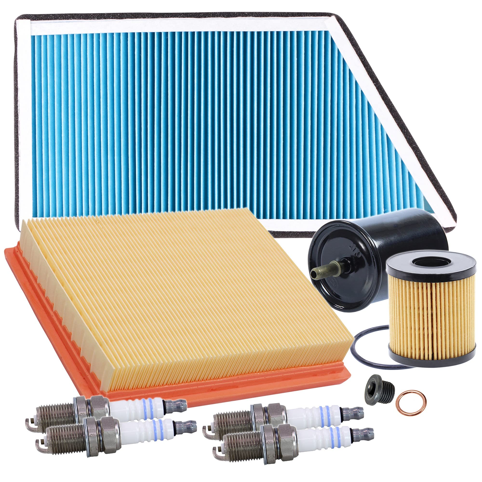 Pacchetto Revisione Auto: Filtro Olio, Aria, Abitacolo, Carburante + Vite Di Scarico - Set Completo DENCKER