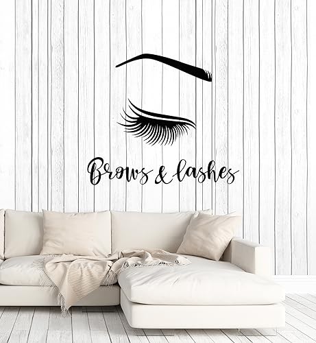 Vinilo grande para pared, diseño de cejas, pestañas, salón de belleza, ojo femenino, decoración de mujer, pegatinas mural (ig5610)