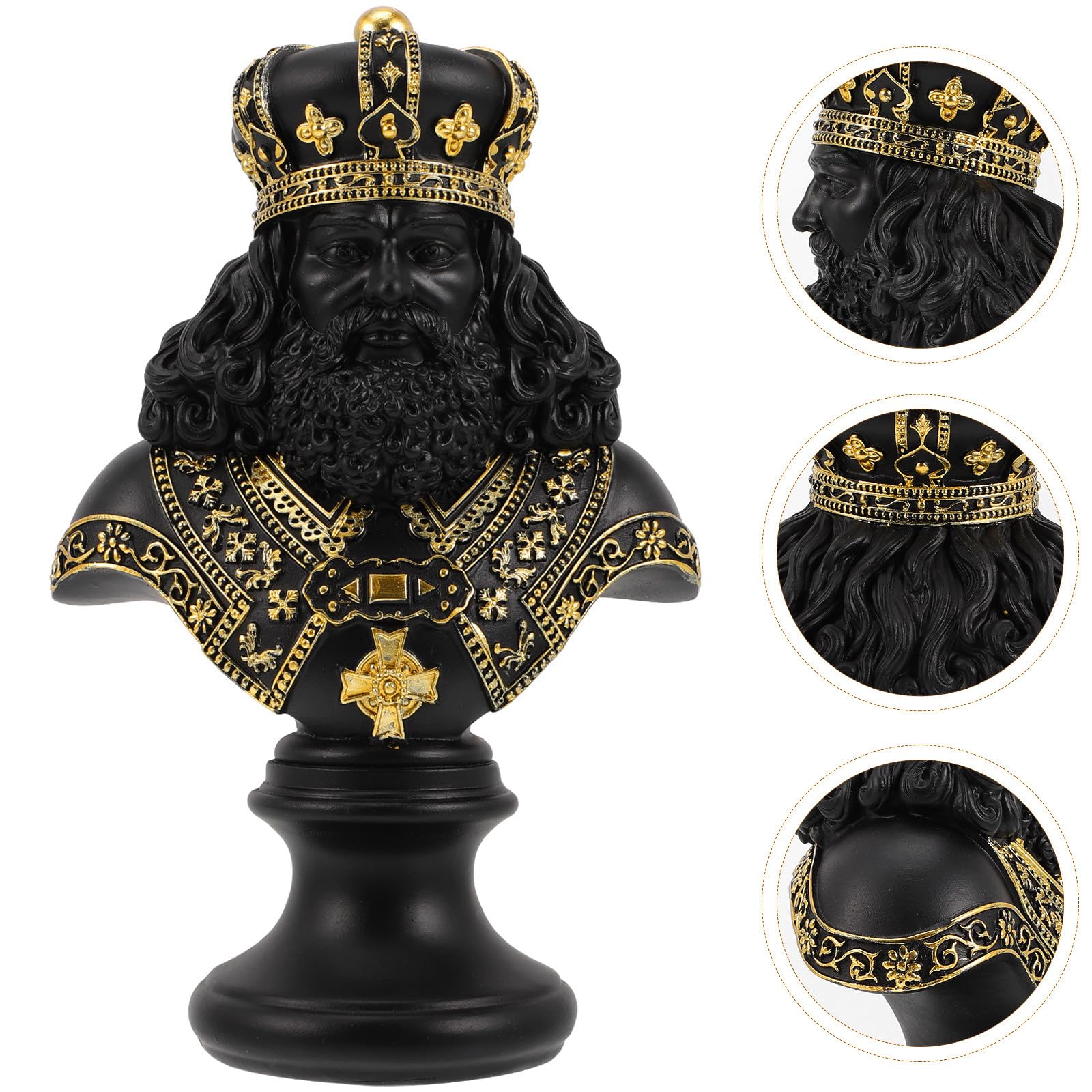 Scultura Decorativa da Tavolo a Forma di Re degli Scacchi in Resina Nera, Decorazione Elegante per Ufficio e Casa, Statua Artistica per Arredamento e Regalo Inaugurazione