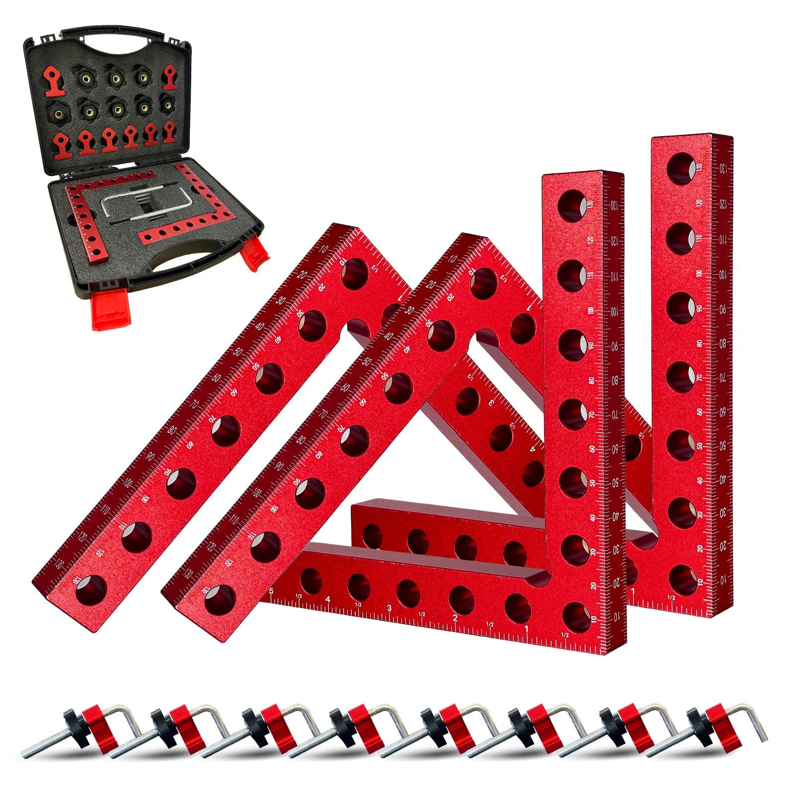 Corner Clamp for Woodworking, 4 Pcs 90 Degree Right Angle Corner Clamps, Premium Aluminum Alloy 5.5"x5.5" Squares for Precise Positioning & Clamping,