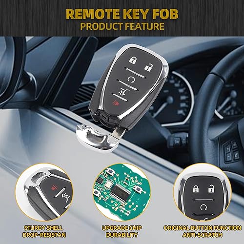 Miniatura 4 de Dasbecan Llavero de repuesto compatible con Chevy Equinox 2018 2019 2020 2021 con control remoto de entrada sin llave que reemplaza el chip ID46