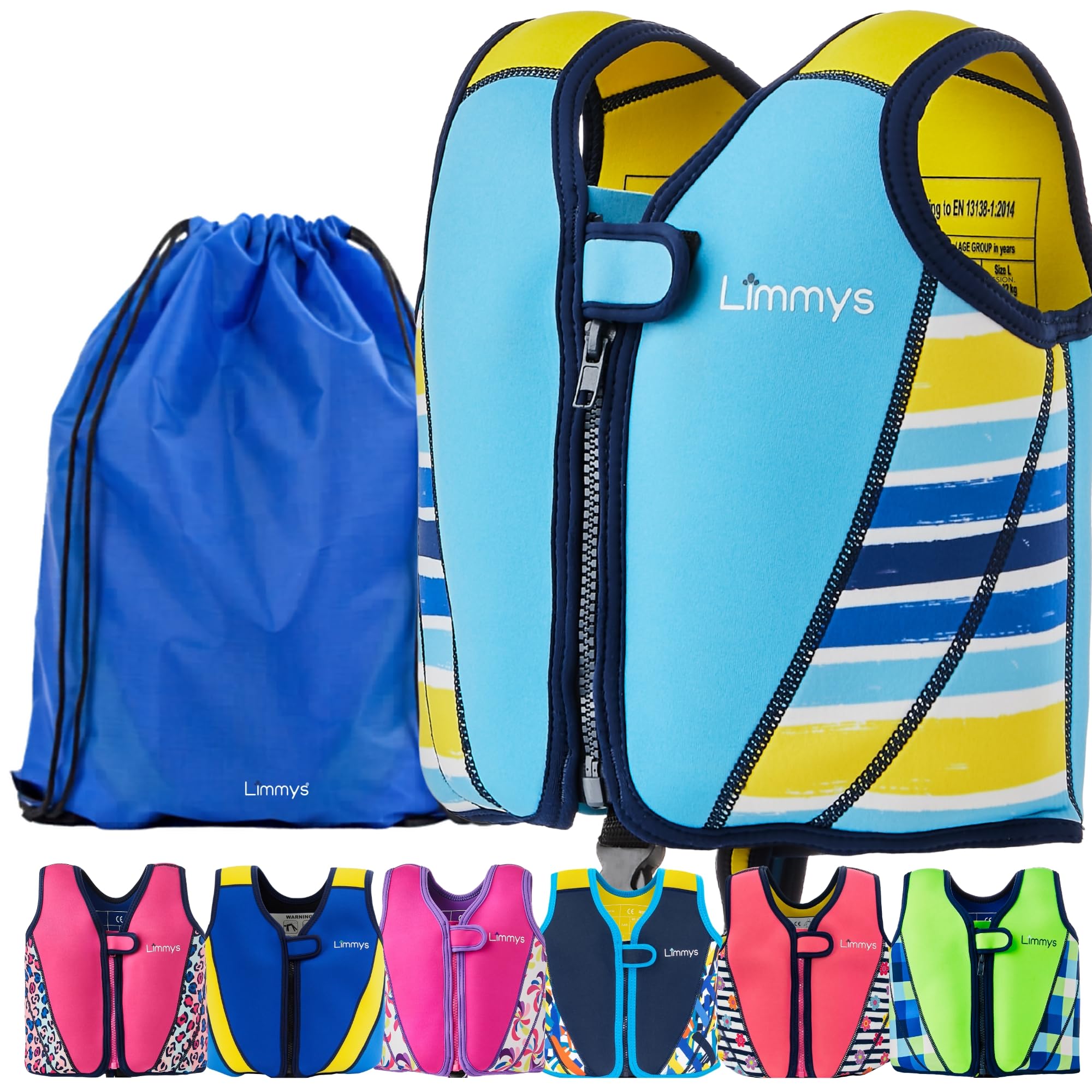 Limmys Swim Vest for Toddlers & Kids – Adjustable Buoyancy Swimming Aid, CE Safety Certified, Award-Winning Parent-Approved Design, Soft Neoprene Comfort, Secure Durable Design, Carry Bag Included — image 1